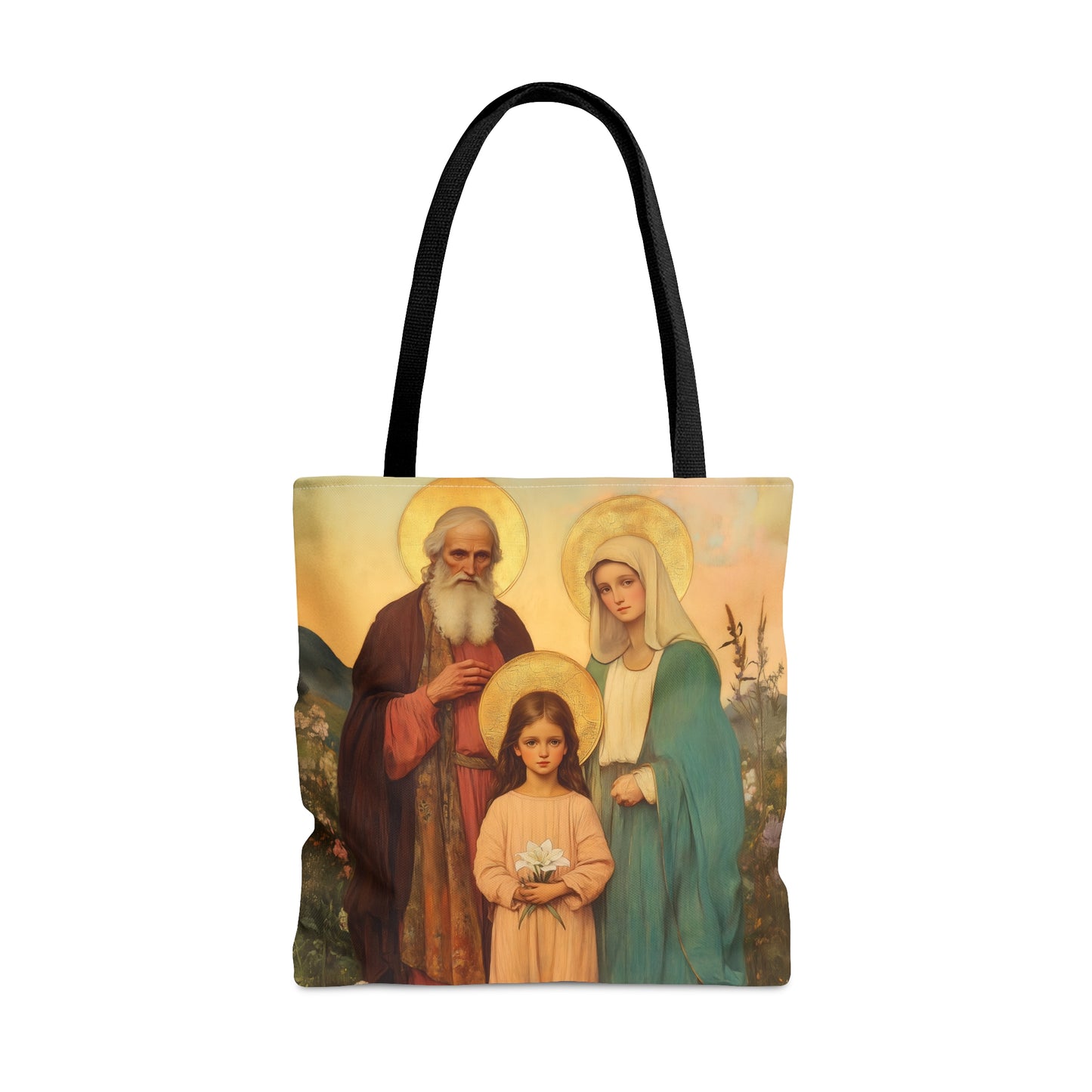 Saints Joachim and Anne with Young Mary - Tote Bag - Large Medium Small Faith Art Bag - Catholic Faith Purse