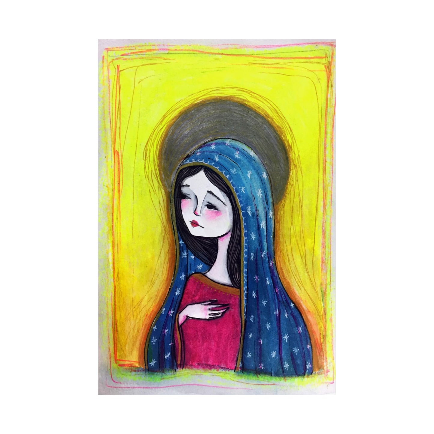 Our Lady of Guadalupe Poster Print - Hand-Drawn Catholic Art Print | Marian Devotional Wall Art | Sanctified Solocosmo Religious Poster