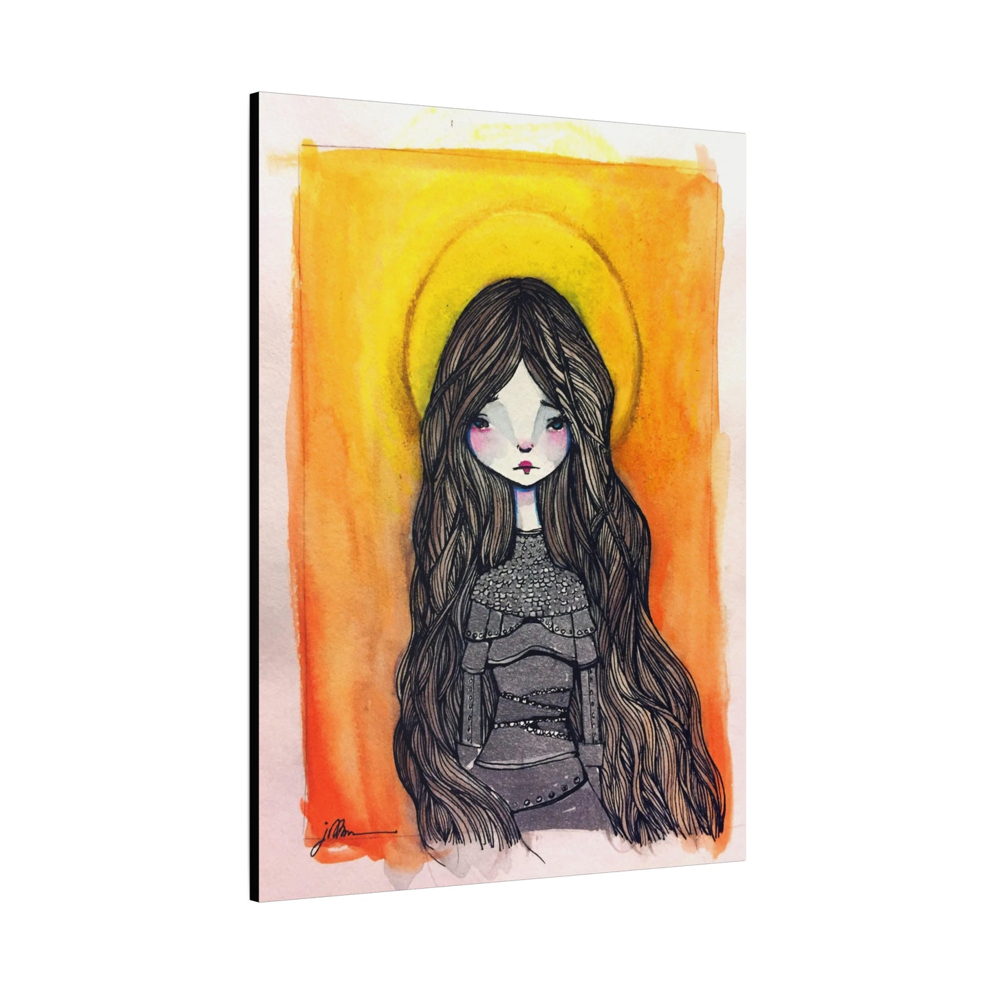 Saint Joan of Arc Canvas Print - Hand-Drawn Catholic Art Print | Christian Sacred Wall Art | Sanctified Solocosmo Religious Artwork