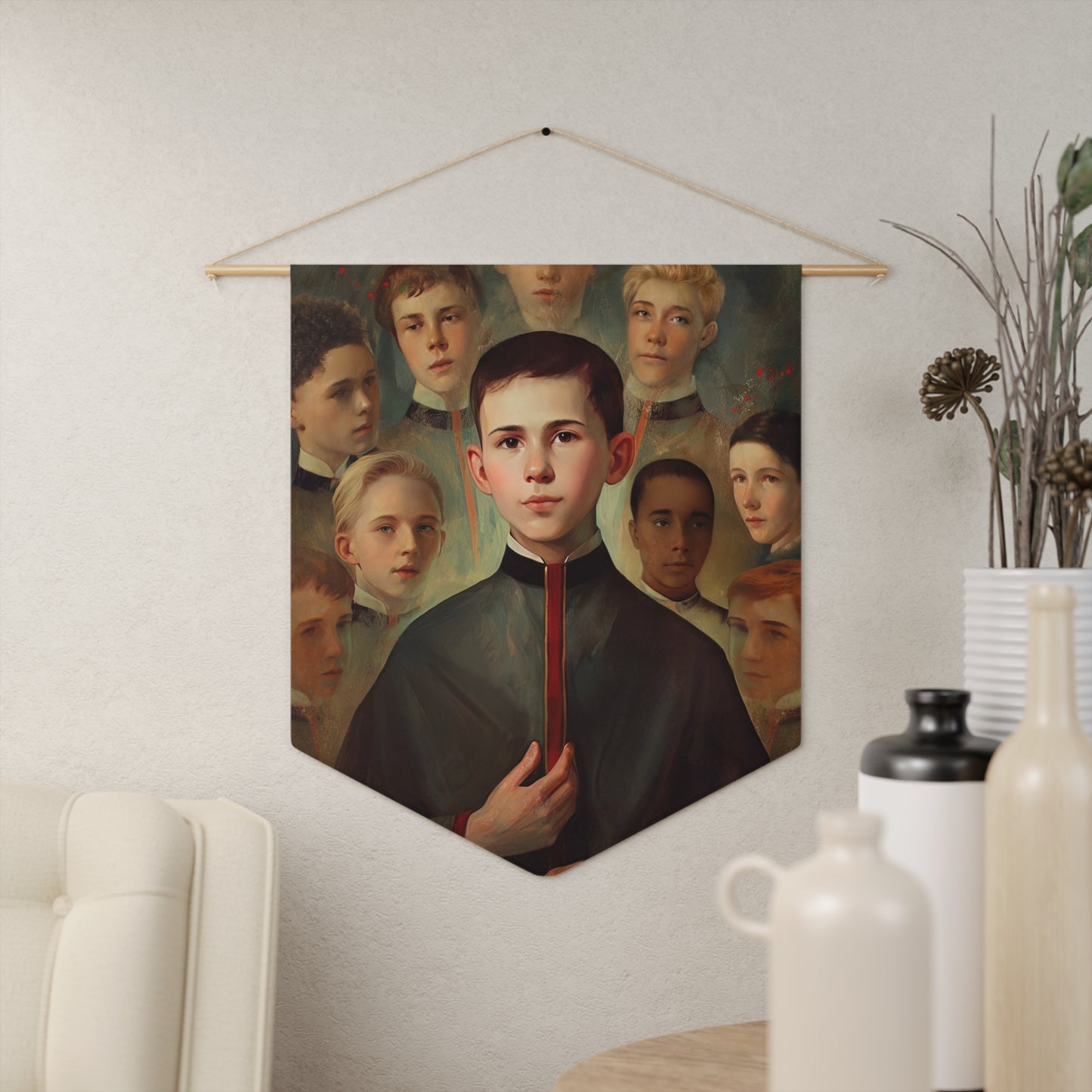 Saint John Berchmans Wall Banner / Wall Hanging - Unique Religious Art for your home - Prayer room - Catholic Home Art - 18" x 21"