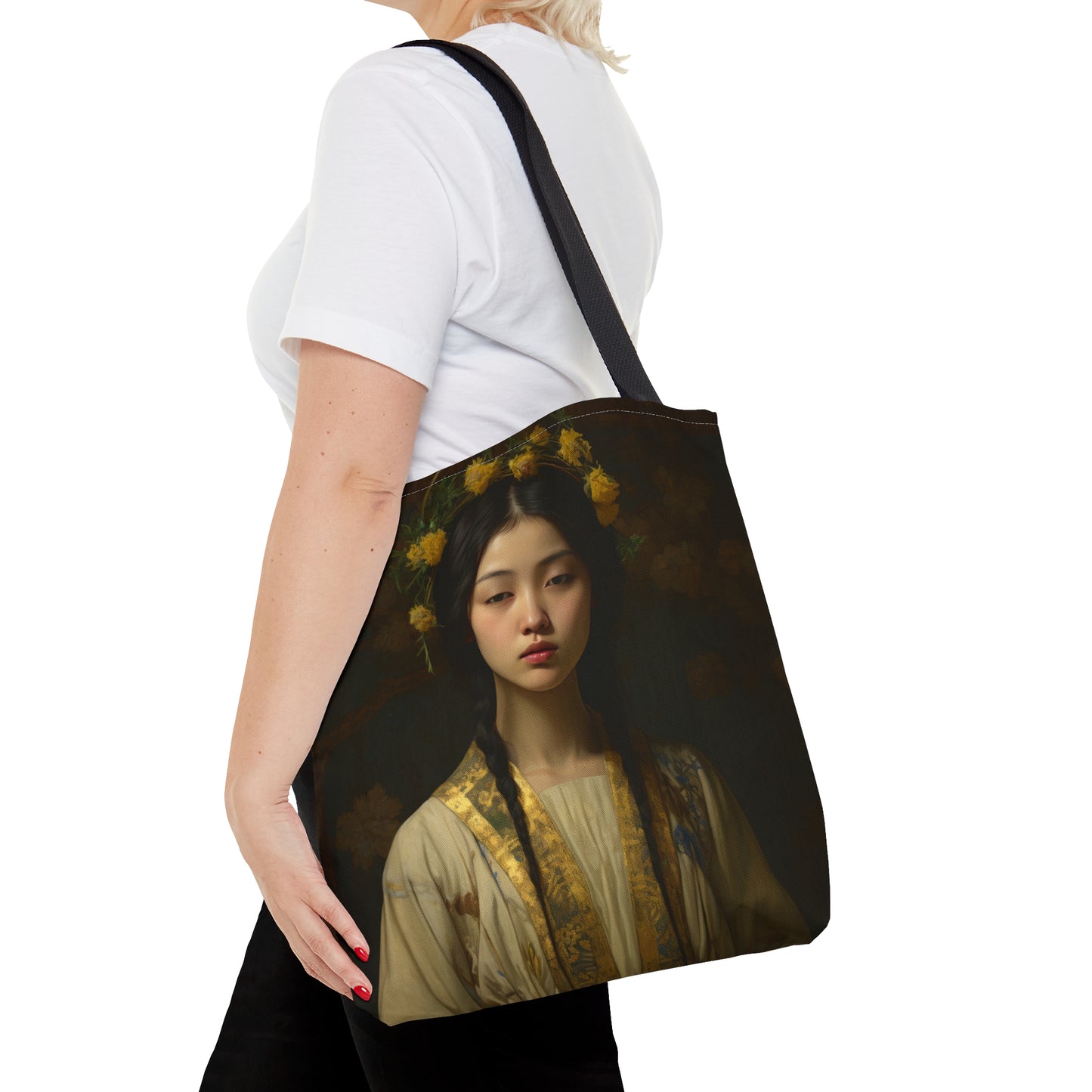 Saint Agatha Lin Tote Bag - Purse - Three sizes - Large Medium Small Faith Art Bag - Catholic faith inspired carry-all purse - Double Sided
