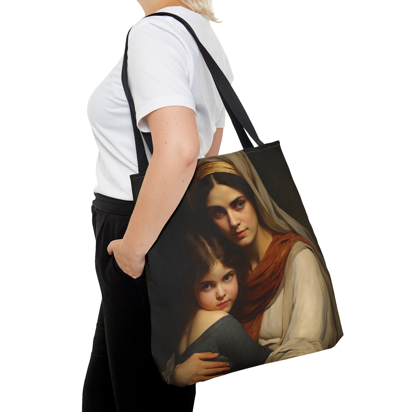 Saint Anne and Young Mother Mary Tote Bag - Large Medium Small Faith Art Bag - Re usable Tote Purse - Double Sided - Catholic Art Bag