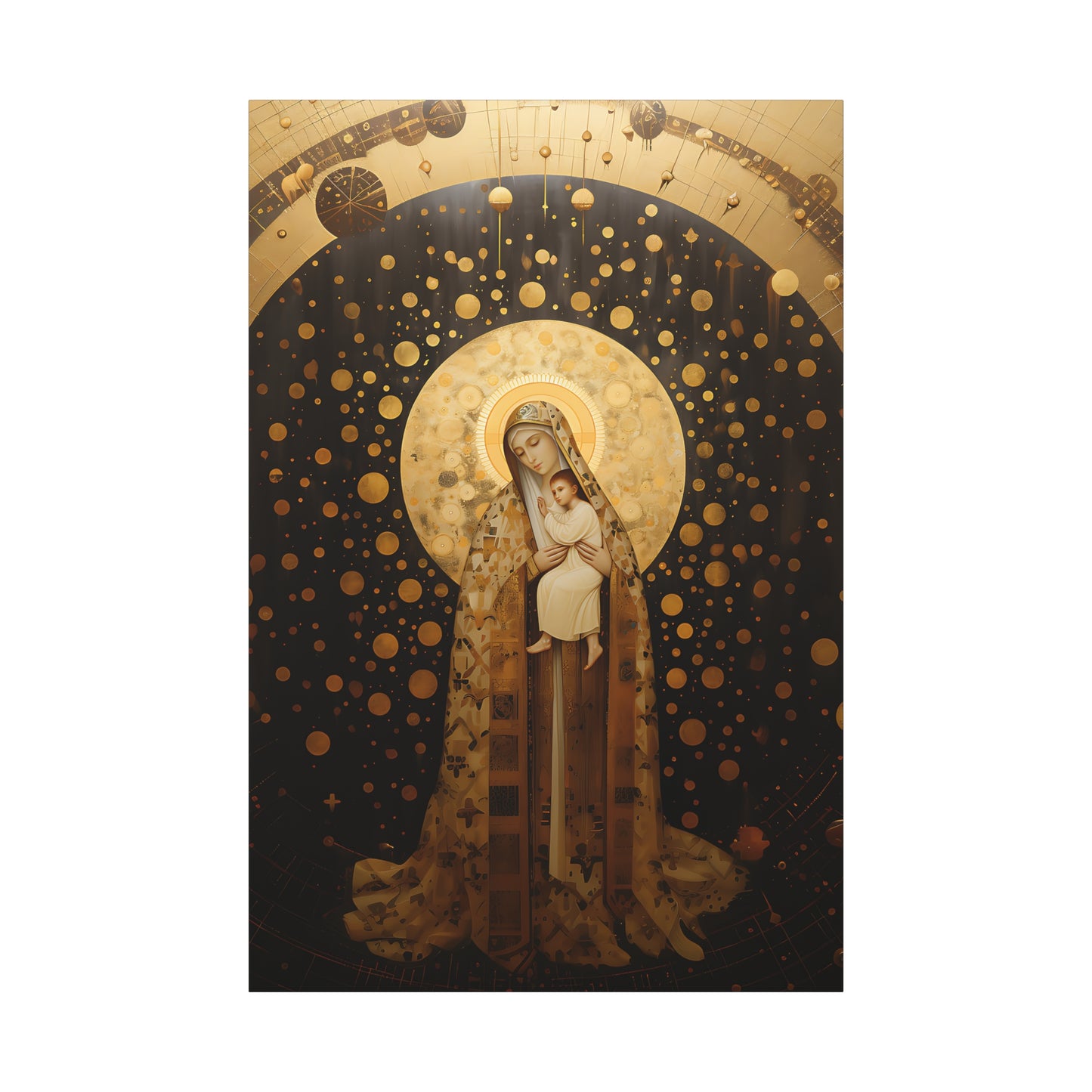 The Golden Mary - Mary the Blessed Virgin - Gallery Wrapped Canvas - Sanctified Souls Print - Religious Art for your Home - Pop Art