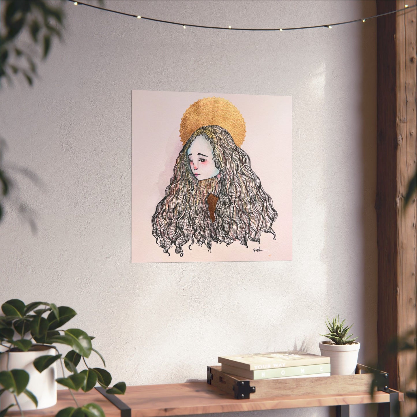 Saint Philomena Poster Print - Hand-Drawn Catholic Art Print | Christian Devotional Wall Art | Sanctified Solocosmo Religious Poster