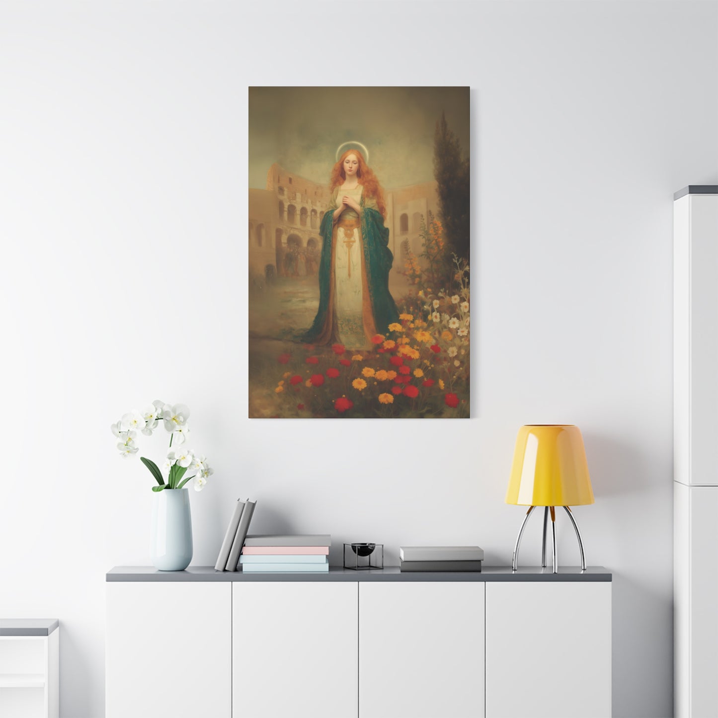 Saint Justina - Multiple Sizes - Catholic Home art - Museum Wrapped Canvas - Sanctified Souls Print - Catholic Martyr Art