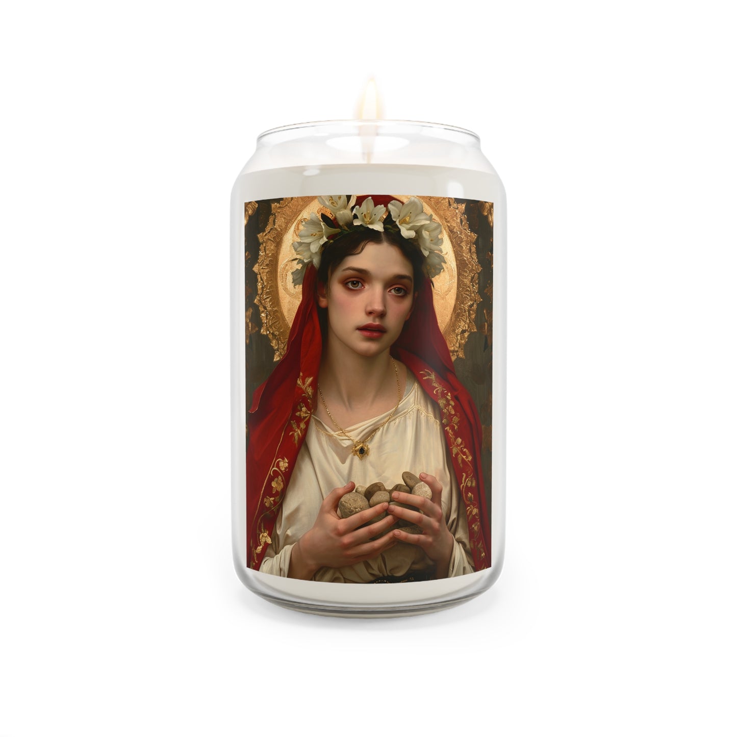 Saint Emerentiana - Scented Prayer Candle, 13.75oz - Tall Size - Religious Prayer Candle - Catholic Art - Small gift for Catholics