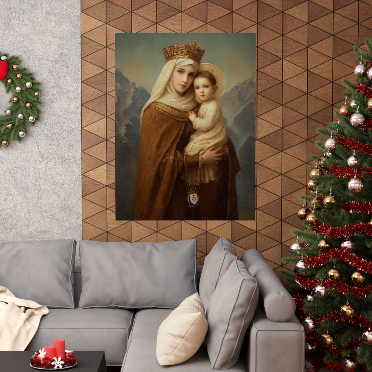 A Cord Between Heaven and Earth - Our Lady of Mount Carmel - Sanctified Souls Print - Multiple Sizes - Premium Matte Vertical Posters