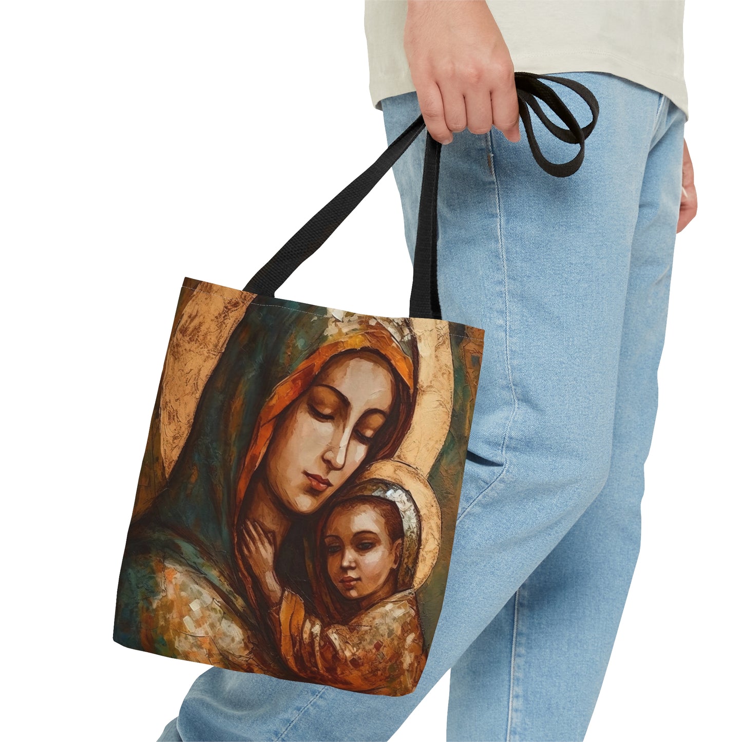 Mother's Blessing - Virgin Mary and the Christ Child Tote Bag - Large Medium Small Faith Art Bag - Re usable Tote Purse - Catholic Art Bag