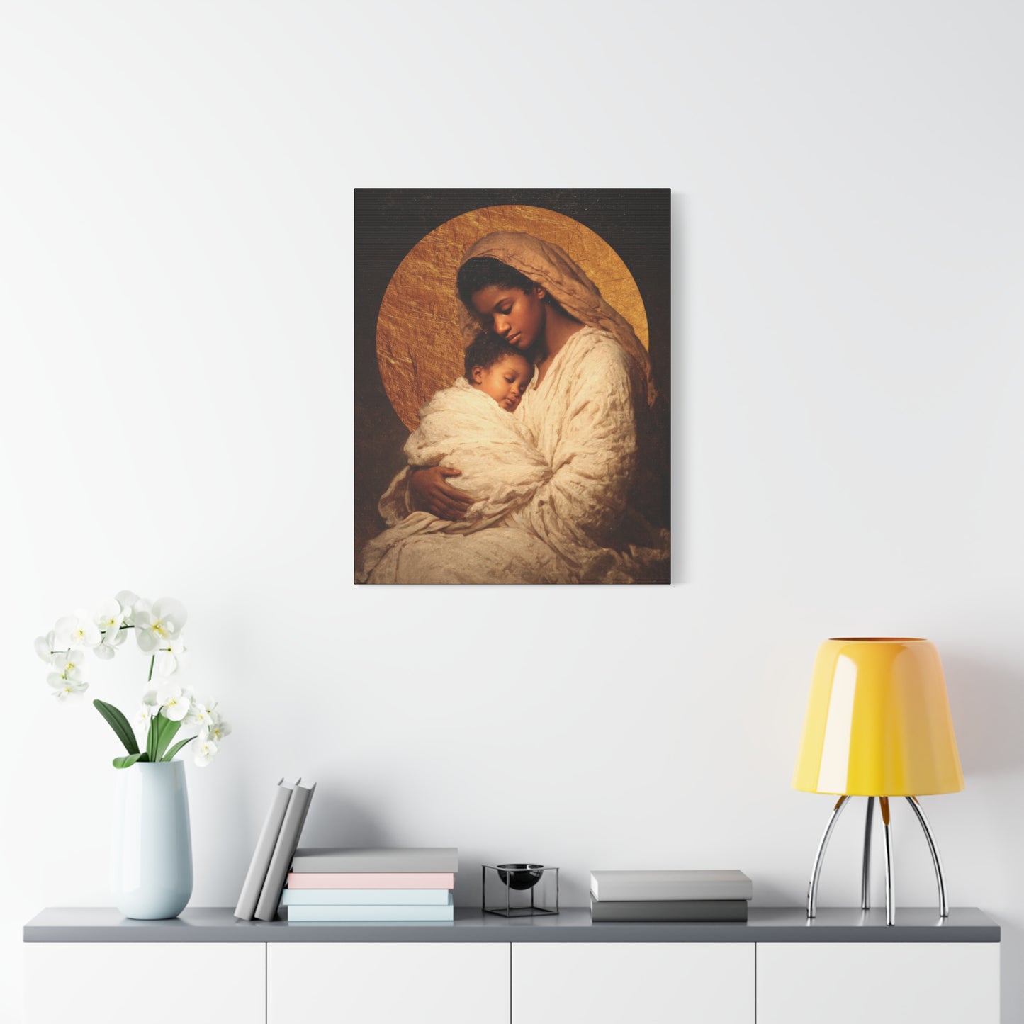 Our Lady of the Manger - Mother Mary and the Christ Child - Gallery Wrapped Canvas - Print - Religious Art for your Home - Catholic