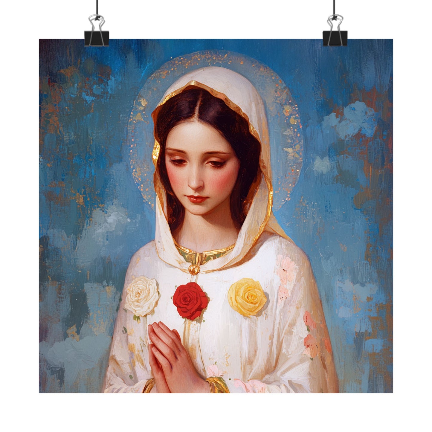 Rosa Mystica - Mystical Rose - Mother Mary - Marian Art - Sanctified Souls Print - Multiple Sizes - Premium Vertical Posters