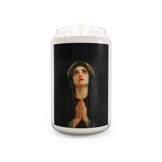 Our Lady of the Cross - Mother Mary  - Our Lady of the Crucifix - Marian Art - Scented Prayer Candle, 13.75oz - Tall Size - Religious
