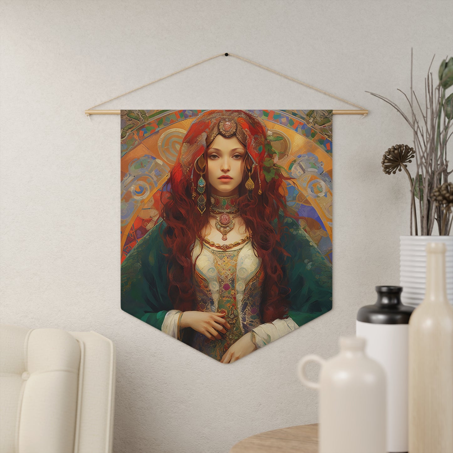 Saint Margaret of Antioch Wall Banner / Wall Hanging - Prayer room art - Catholic Home Art - Large Saint Art - 18" x 21"