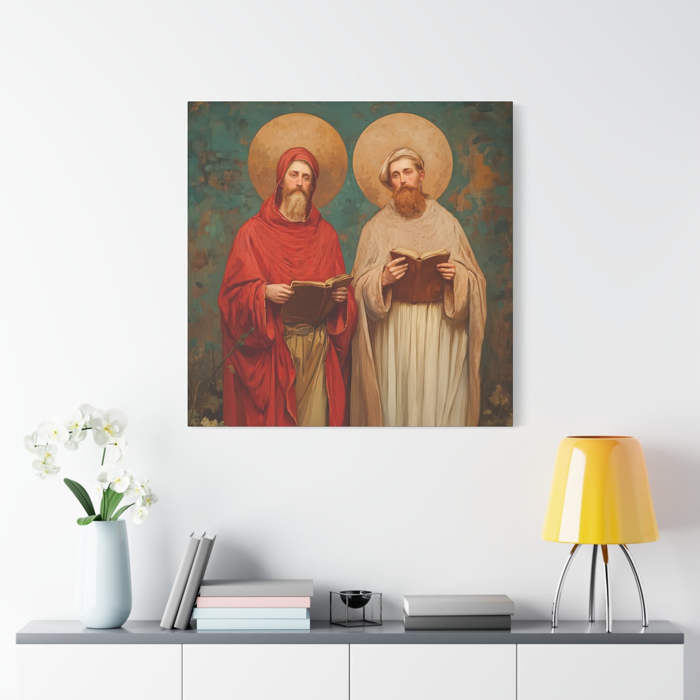 Saints Cosmas and Damian - Multiple Sizes - Catholic Home art - Museum Wrapped Canvas - Sanctified Souls Print - Catholic Martyr Art