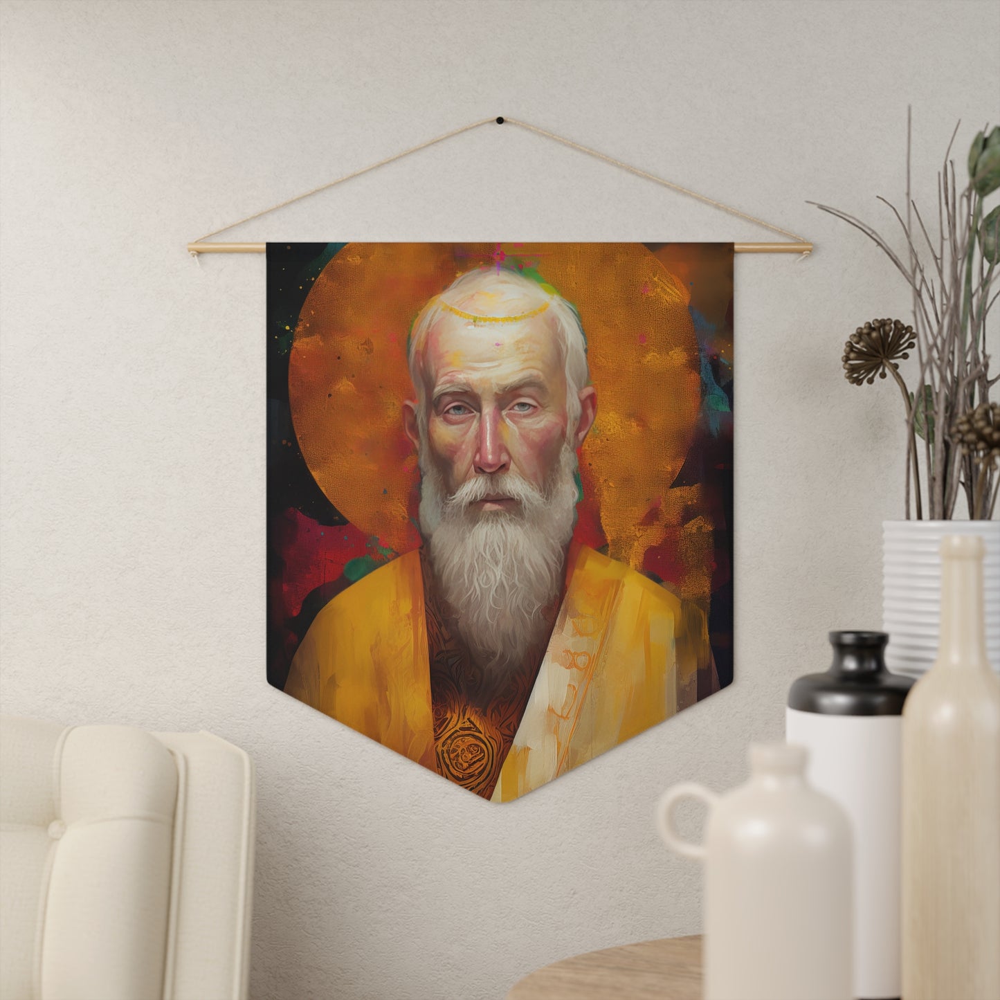 Saint Simon the Apostle Wall Banner / Wall Hanging - Prayer room art - Catholic Home Art - Large Saint Art for your home - 18" x 21"
