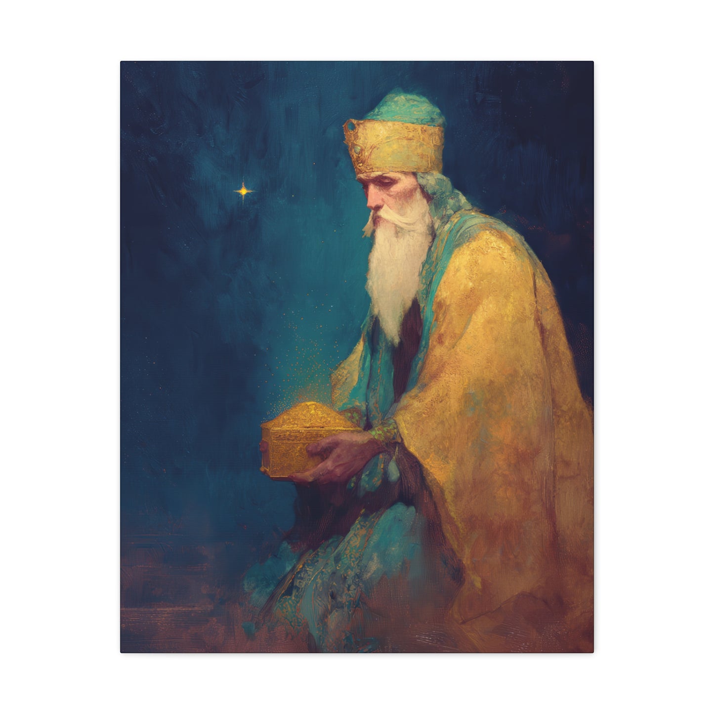 Caspar and the Offering of Worship - 3 Wise Men - Gallery Wrapped Canvas - Print - Religious Art for your Home - Catholic
