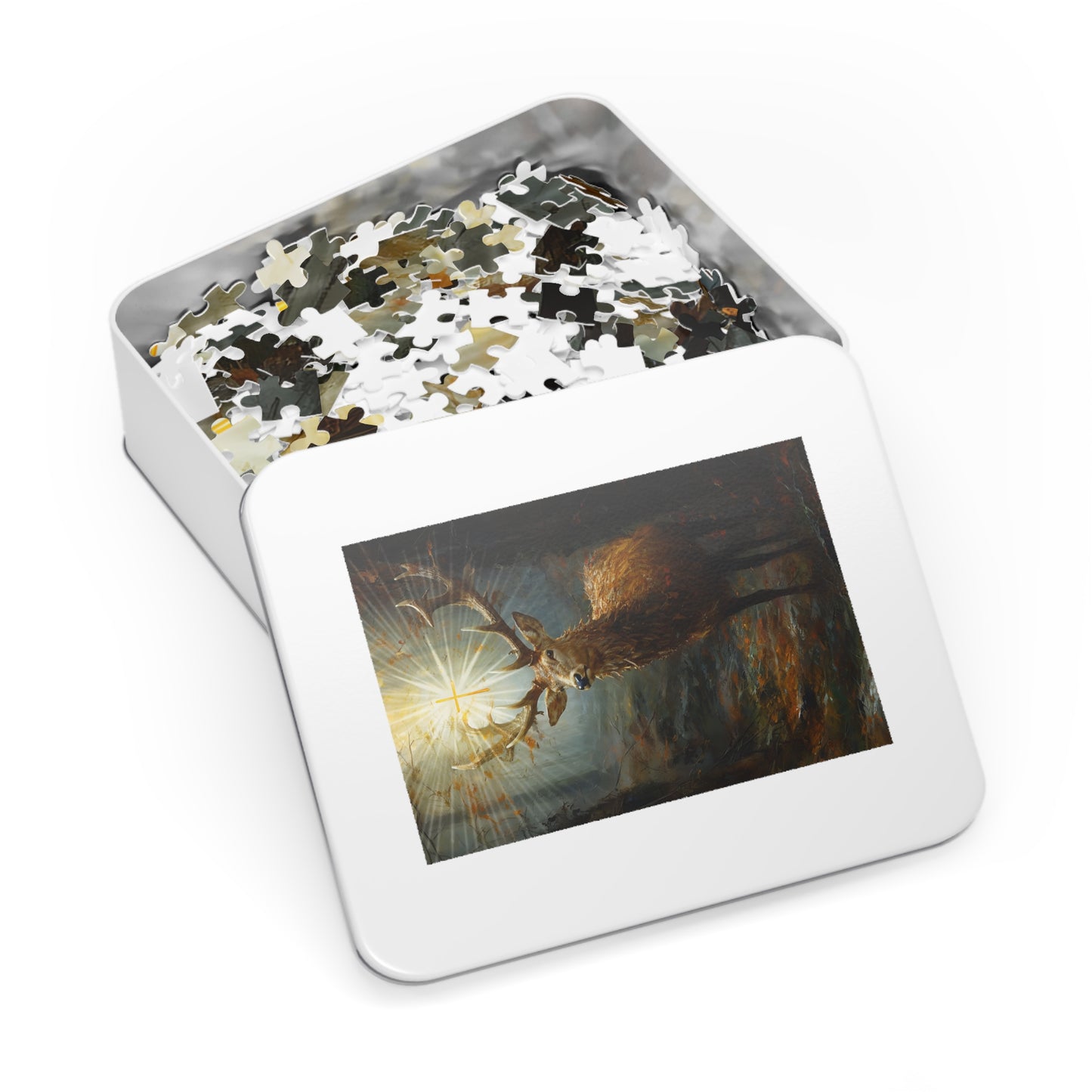 The Stag of Saint Hubert / Saint Hubertus Stag - Puzzle and Keepsake Tin - Jigsaw Puzzle (30, 110, 252, 500,1000-Piece) - Religious Puzzle