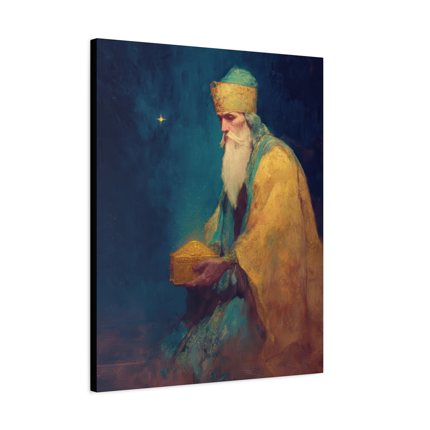Caspar and the Offering of Worship - 3 Wise Men - Gallery Wrapped Canvas - Print - Religious Art for your Home - Catholic
