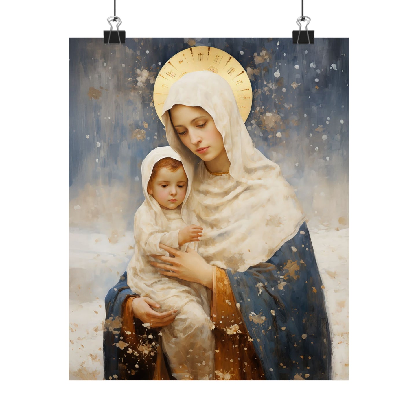 Winter's Grace : Our Lady of the Snows Print - Sanctified Souls Print - Multiple Sizes - Premium Matte Vertical Posters
