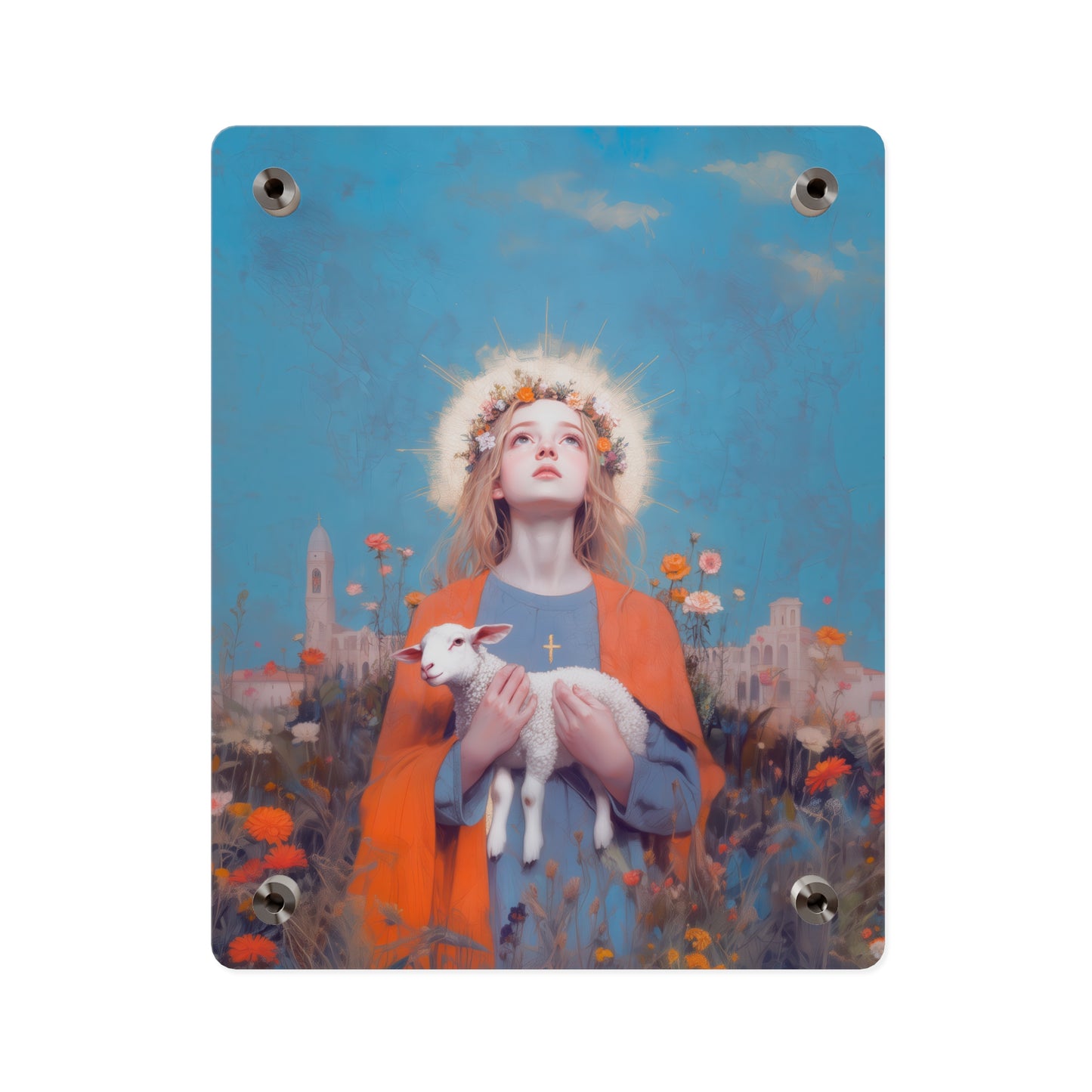 Saint Agnes of Rome Wall Art Panel - Ready to Hang Acrylic Print - Catholic Saint Art - Patron Saint Print - No Frame needed