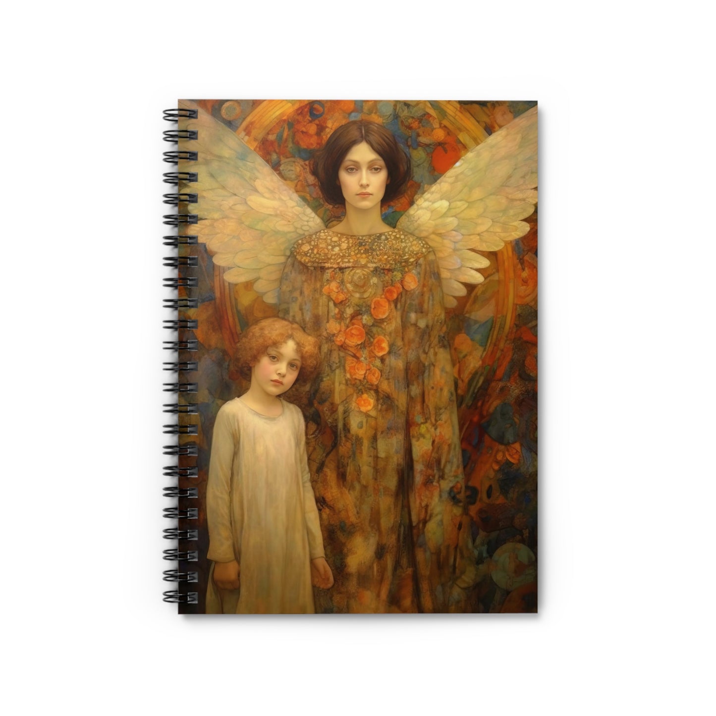 Heaven's Guardians Journal - Sanctified Souls Art - Religious Based Notebook - Spiral Notebook - Ruled Line - Guardian Angel Print Book