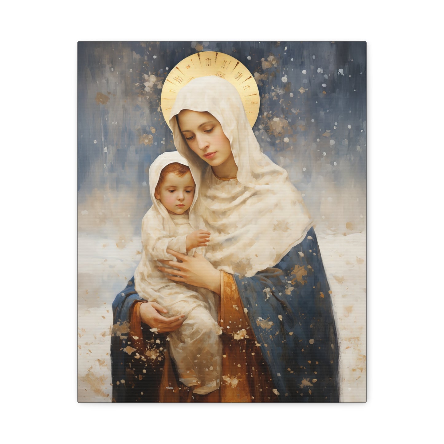 Winter's Grace : Our Lady of the Snows Canvas Print - Multiple Sizes - Catholic Home art - Gallery Wrapped Canvas - Sanctified Souls Print