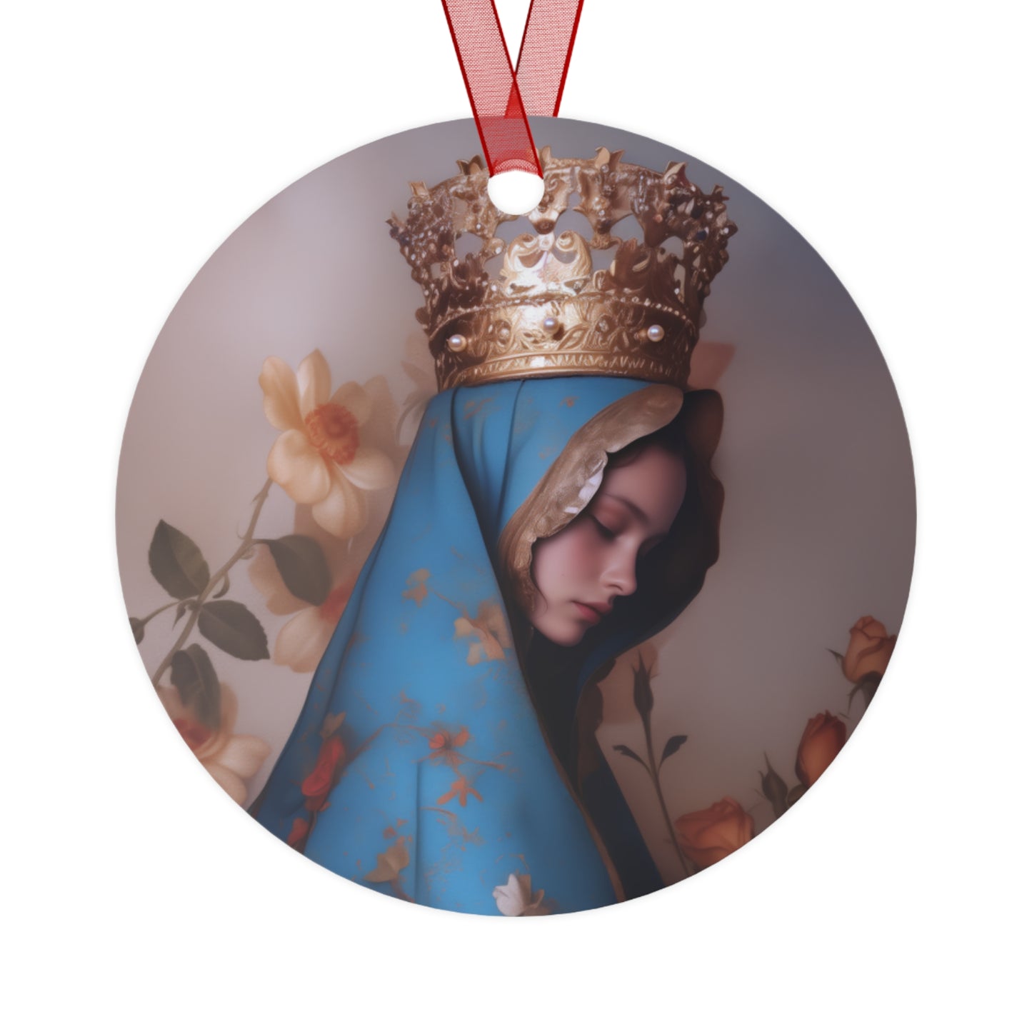 Our Lady of the Roses - Metal Ornament - Religious Holiday Christmas Ornament and Keepsake - Mother Mary