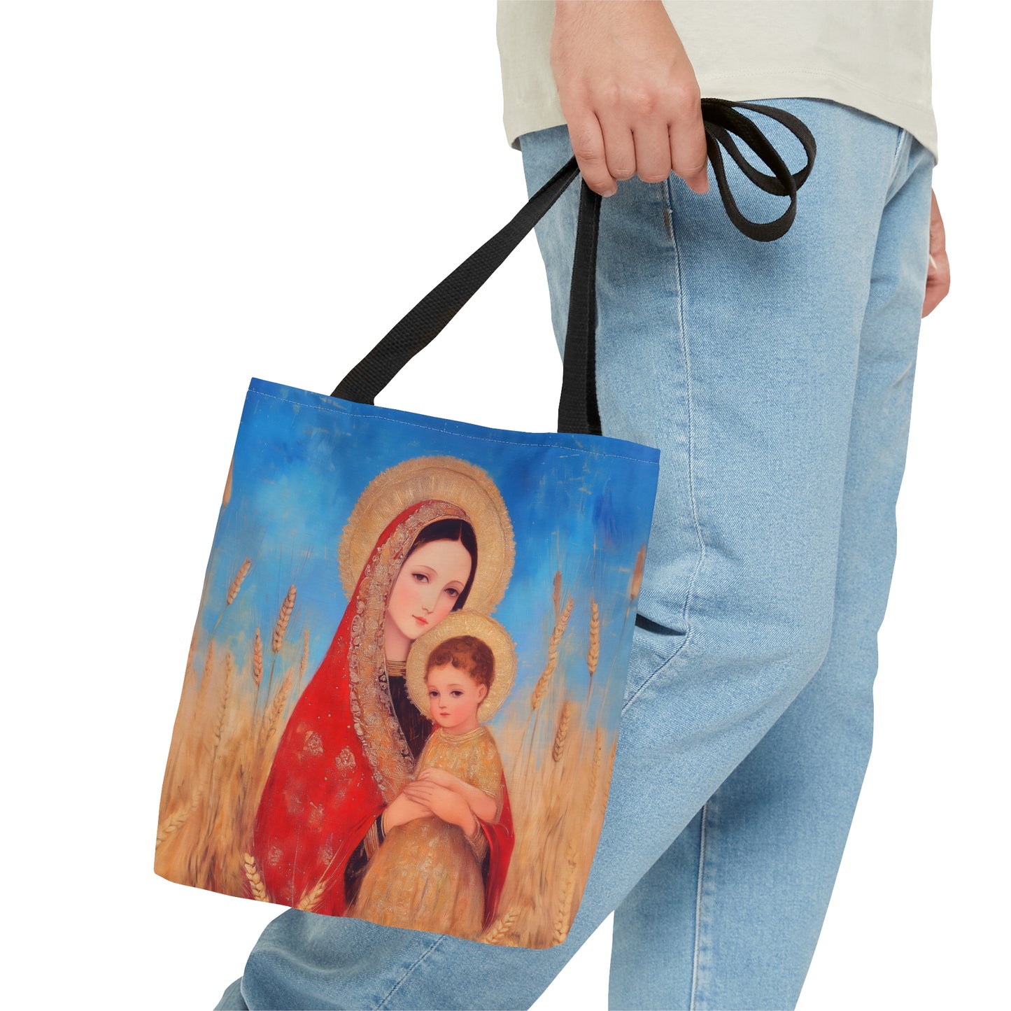 Our Lady of the Harvest - Tote Bag - Large Medium Small Faith Art Bag - Bible Study Faith Purse - Double Sided