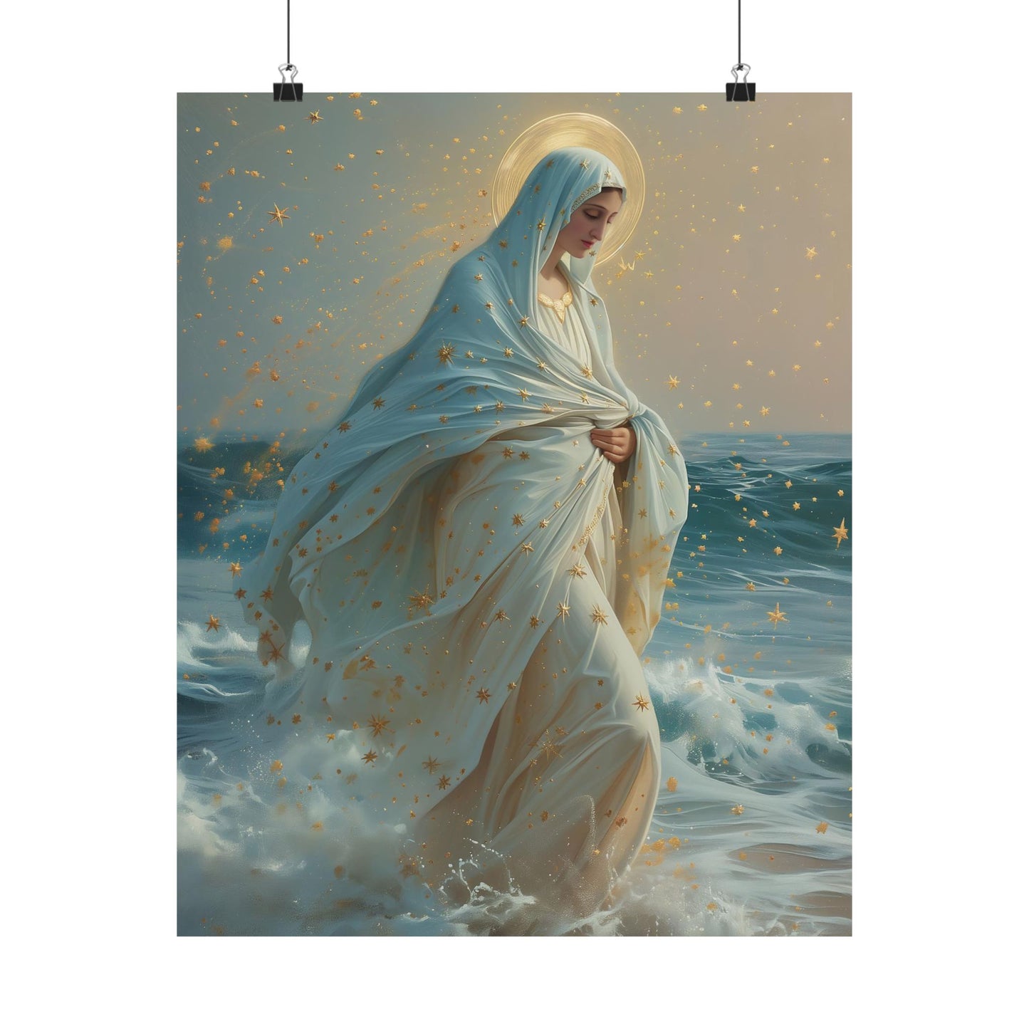 Guiding Light - Our Lady, Star of the Sea Oval Necklace - Sanctified Souls - Multiple Sizes - Premium Matte Posters - Religious Art Poster