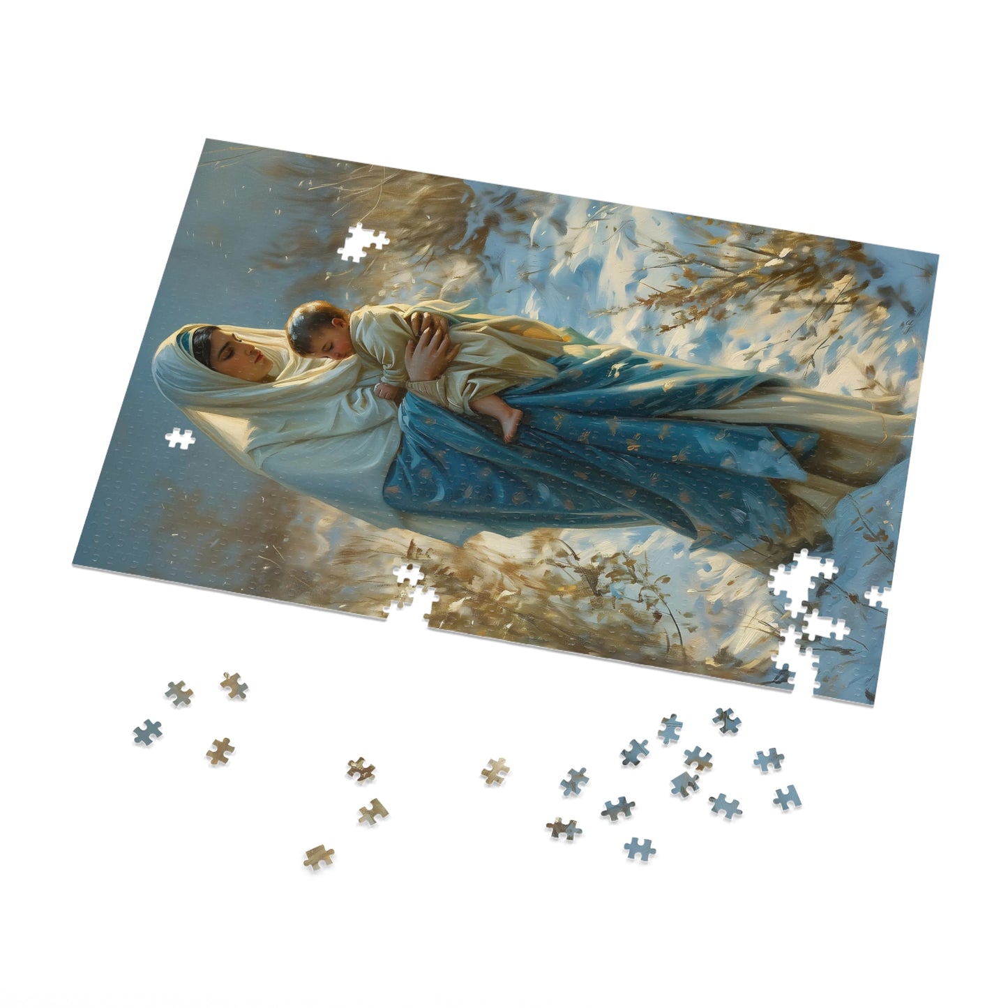 Snowfall of Grace - Our Lady's Winter Radiance - Puzzle & Keepsake Tin - Religious Puzzle (30, 110, 252, 500,1000-Piece) - Mary Art Puzzle