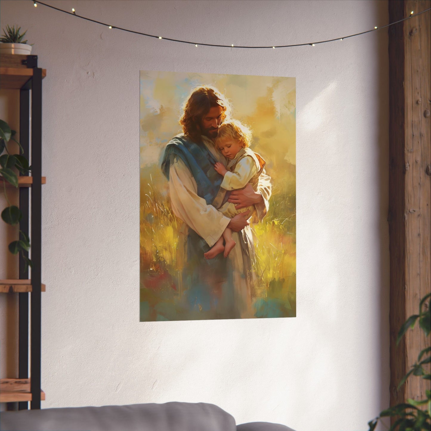 Jesus, Guardian of Innocence Poster Print - Sanctified Souls Print - Multiple Sizes - Premium Posters - Catholic Art - Christian painting