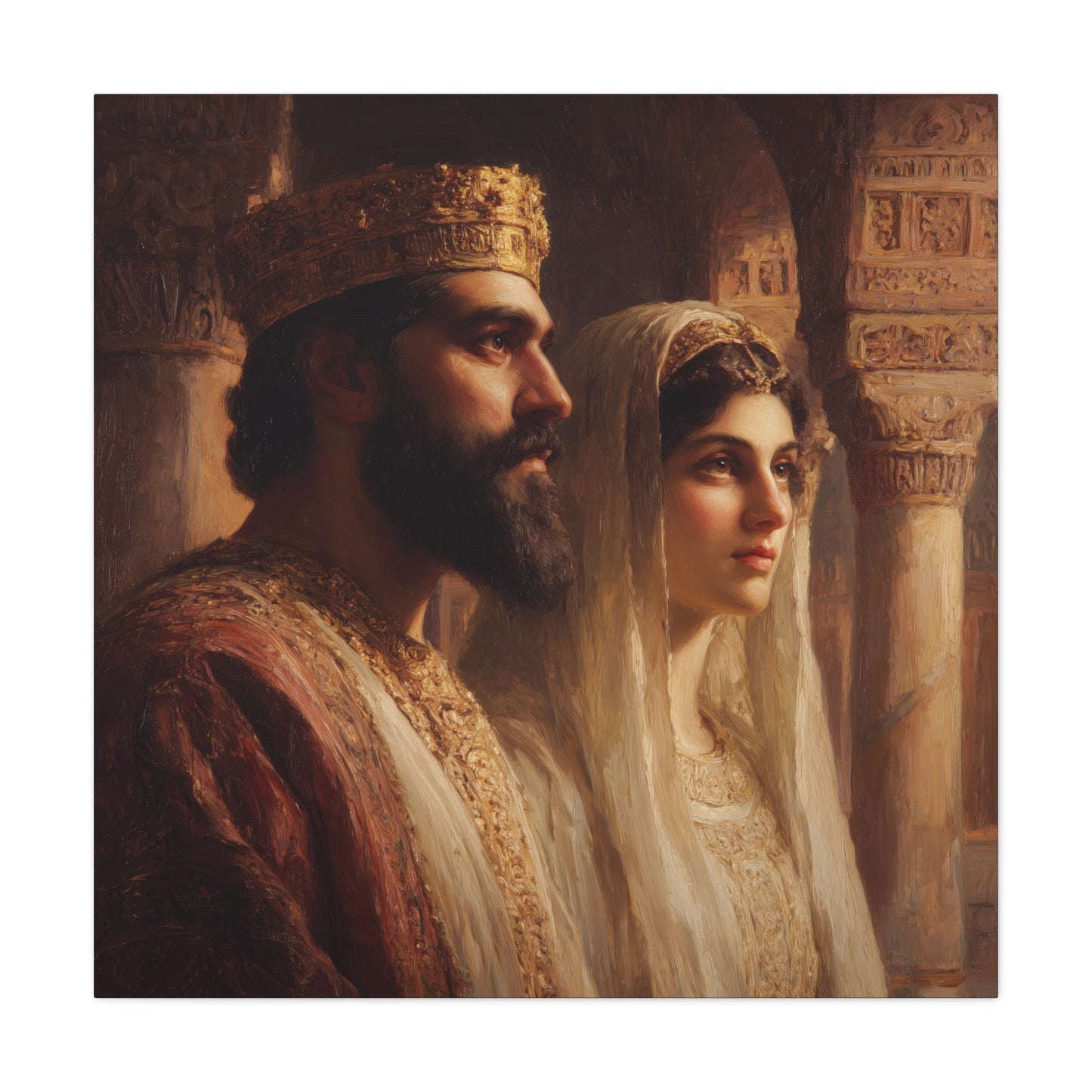 King Xerxes and Queen Esther  - Gallery Wrapped Canvas - Print - Religious Art for your Home - Catholic Art Print