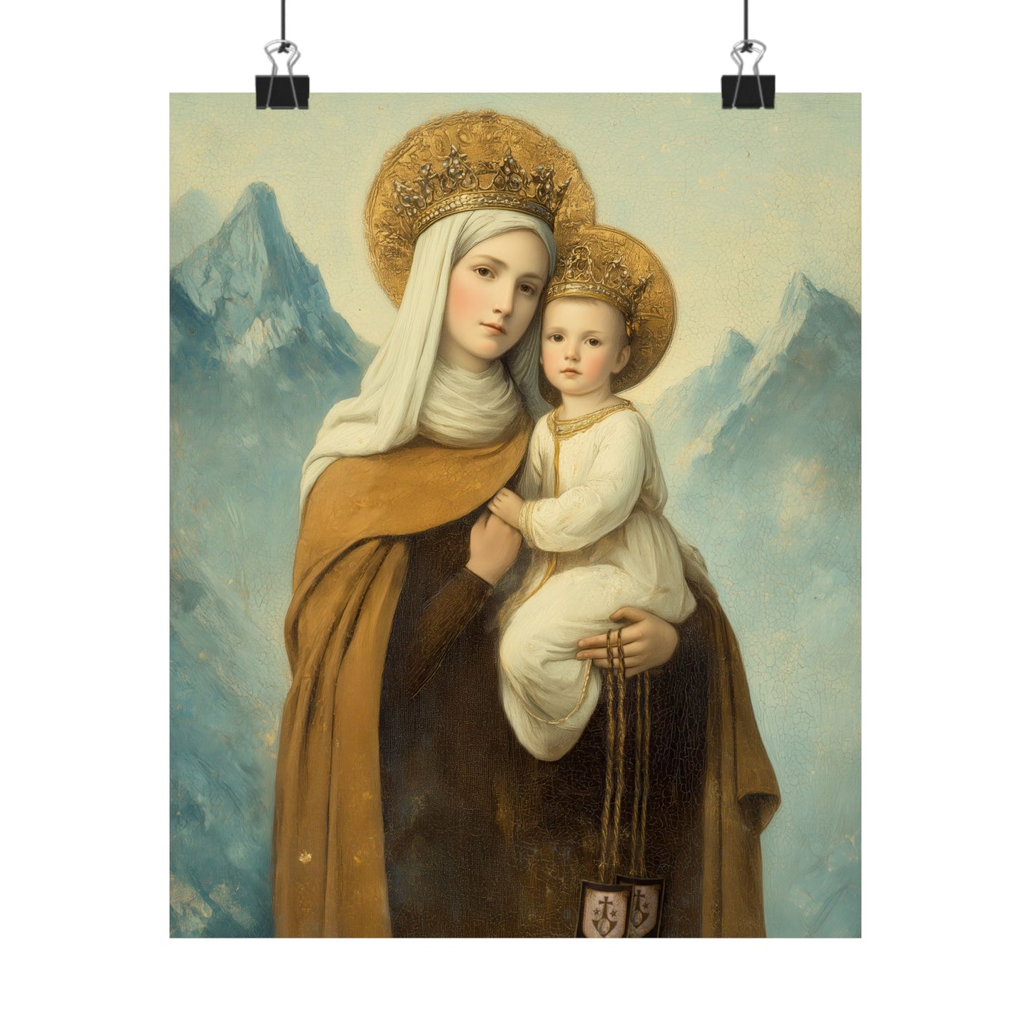 The Gift of the Scapular - Our Lady of Mount Carmel - Sanctified Souls Print - Multiple Sizes - Premium Matte Vertical Posters - Catholic