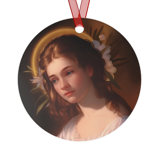 Saint Cecilia Metal Ornament - Religious Holiday Christmas Keepsake - Catholic Ornament - Christmas