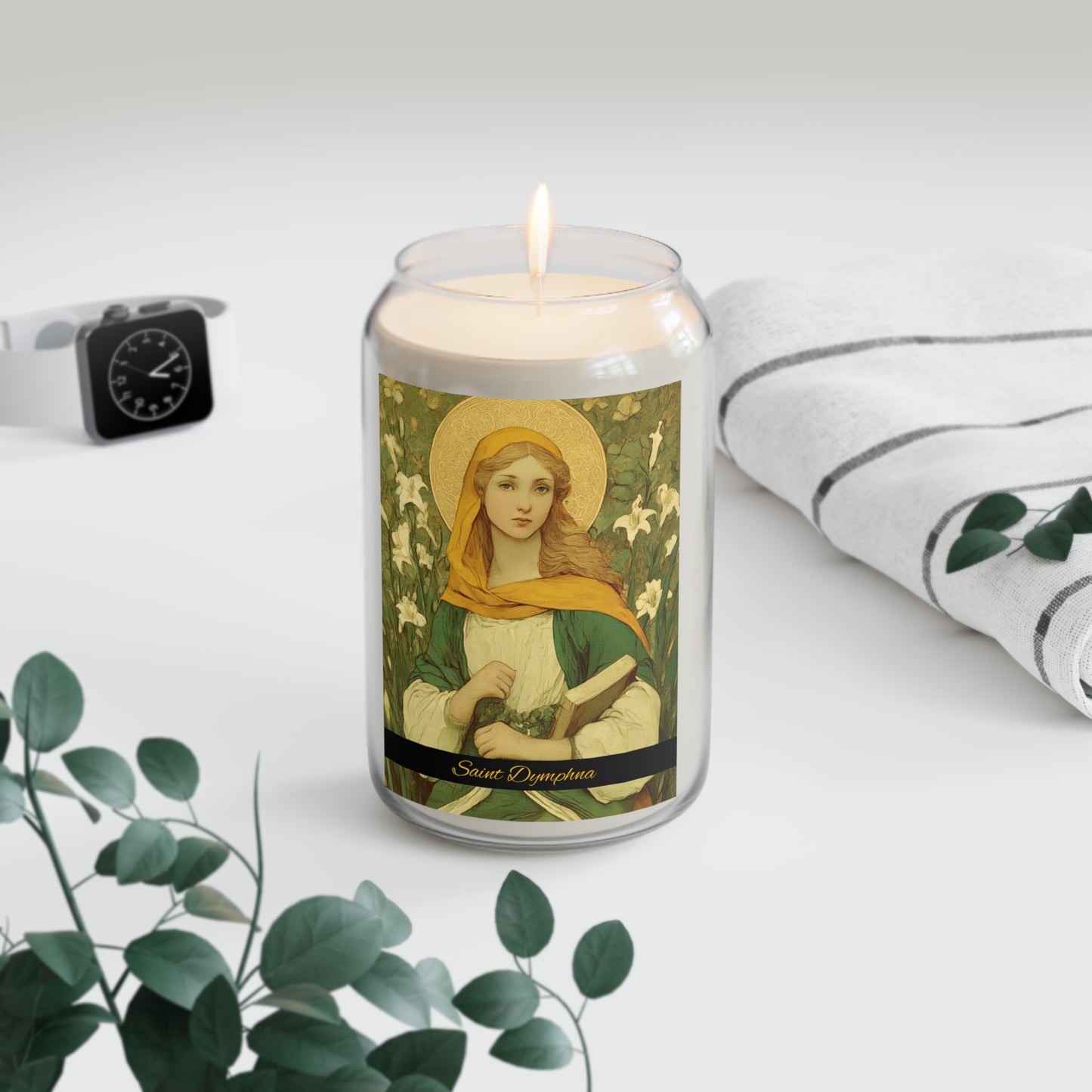 Saint Dymphna - Scented Prayer Candle, 13.75oz - Tall Size - Religious Prayer Candle - Catholic Art