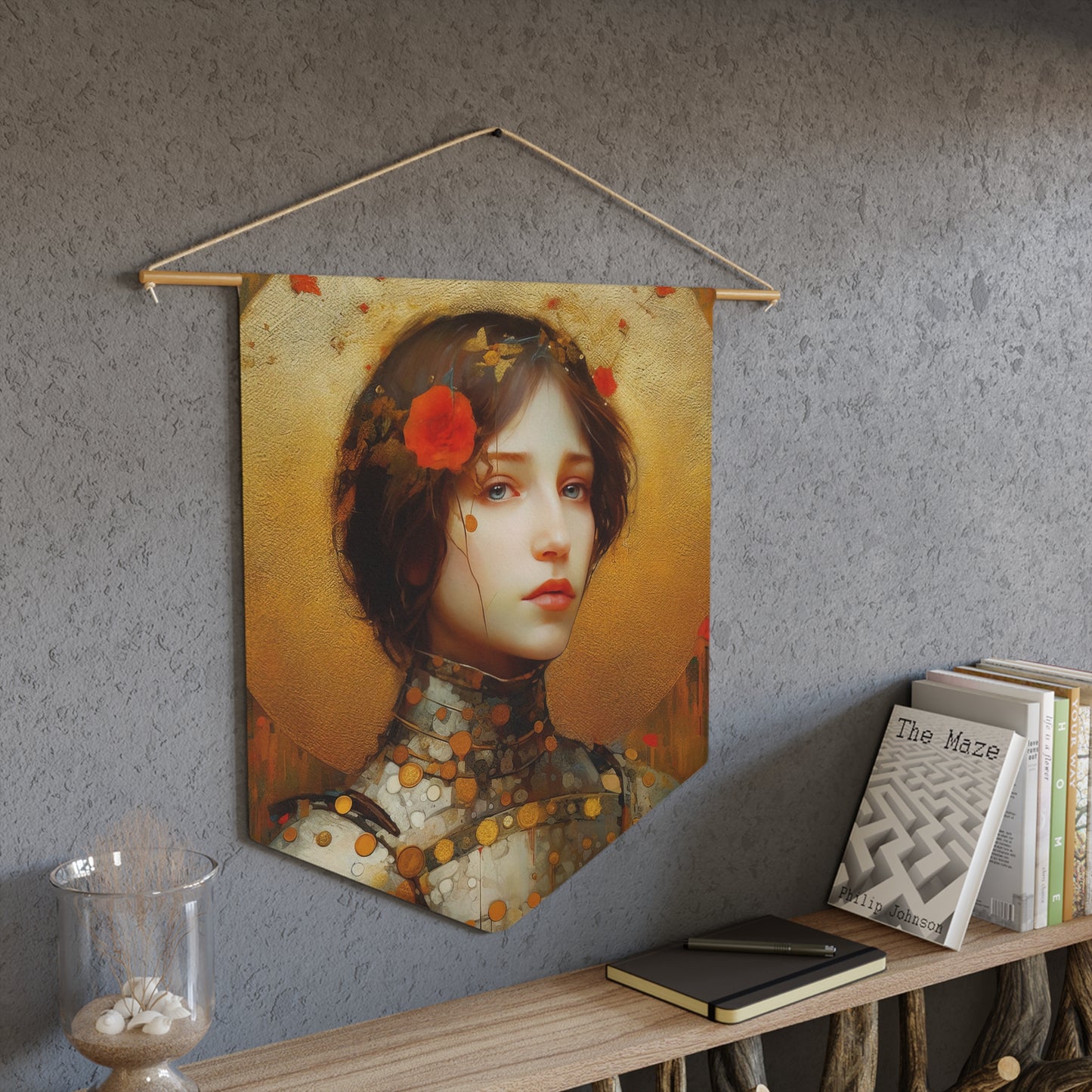 Saint Joan of Arc Wall Banner / Wall Hanging - Prayer room art - Catholic Home Art - Large Saint Art - 18" x 21"