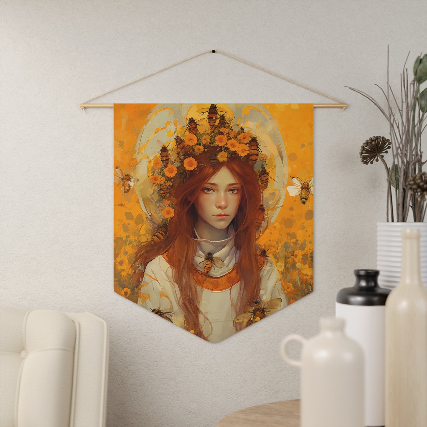 Saint Abigail Wall Banner / Wall Hanging / Pennant - Religious Art - Catholic Art - Large Print - 18" x 21" - Patron Saint of Beekeepers