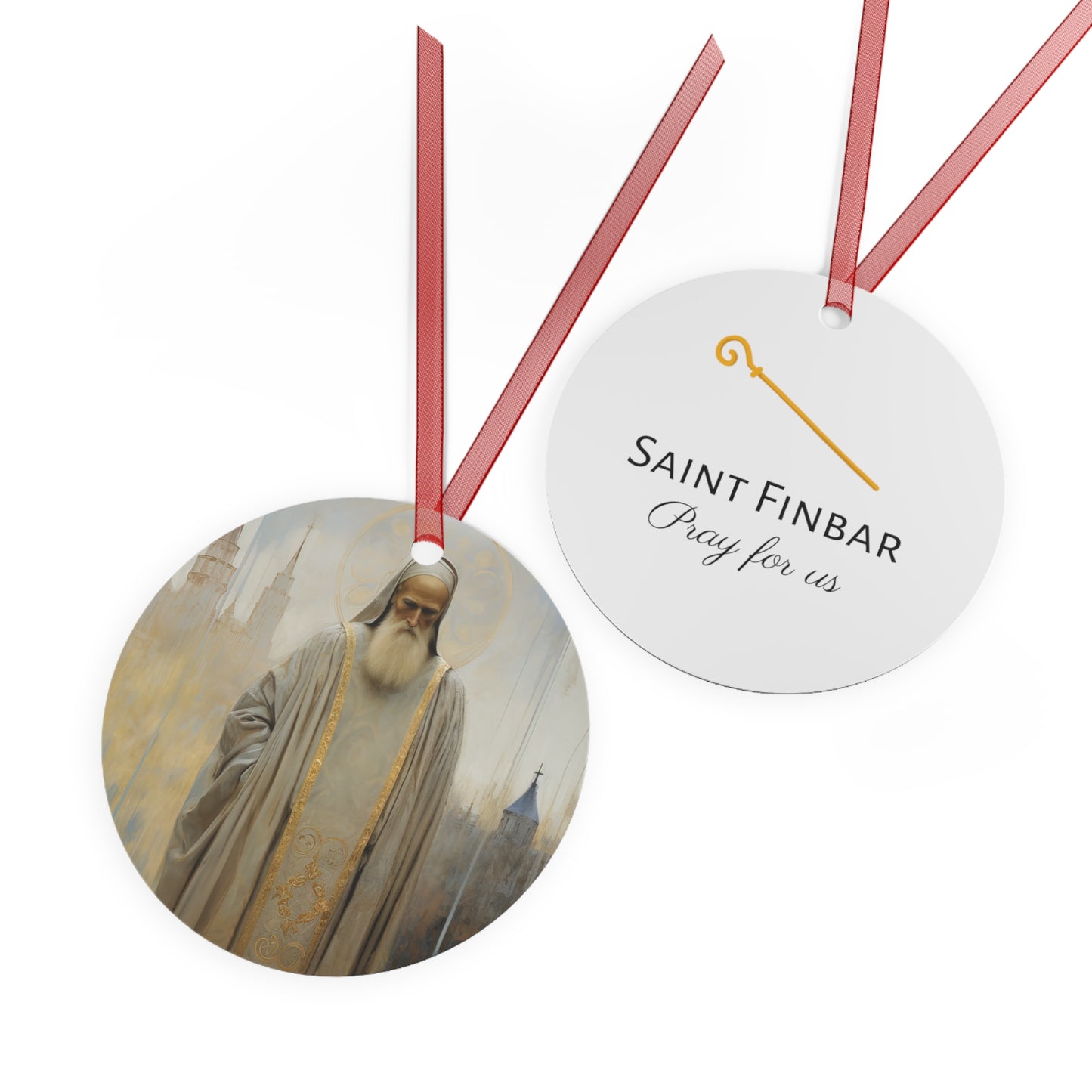 Saint Finbar of Cork - Religious Holiday Christmas Ornament and Keepsake - Double sided Keepsake Religious Ornament