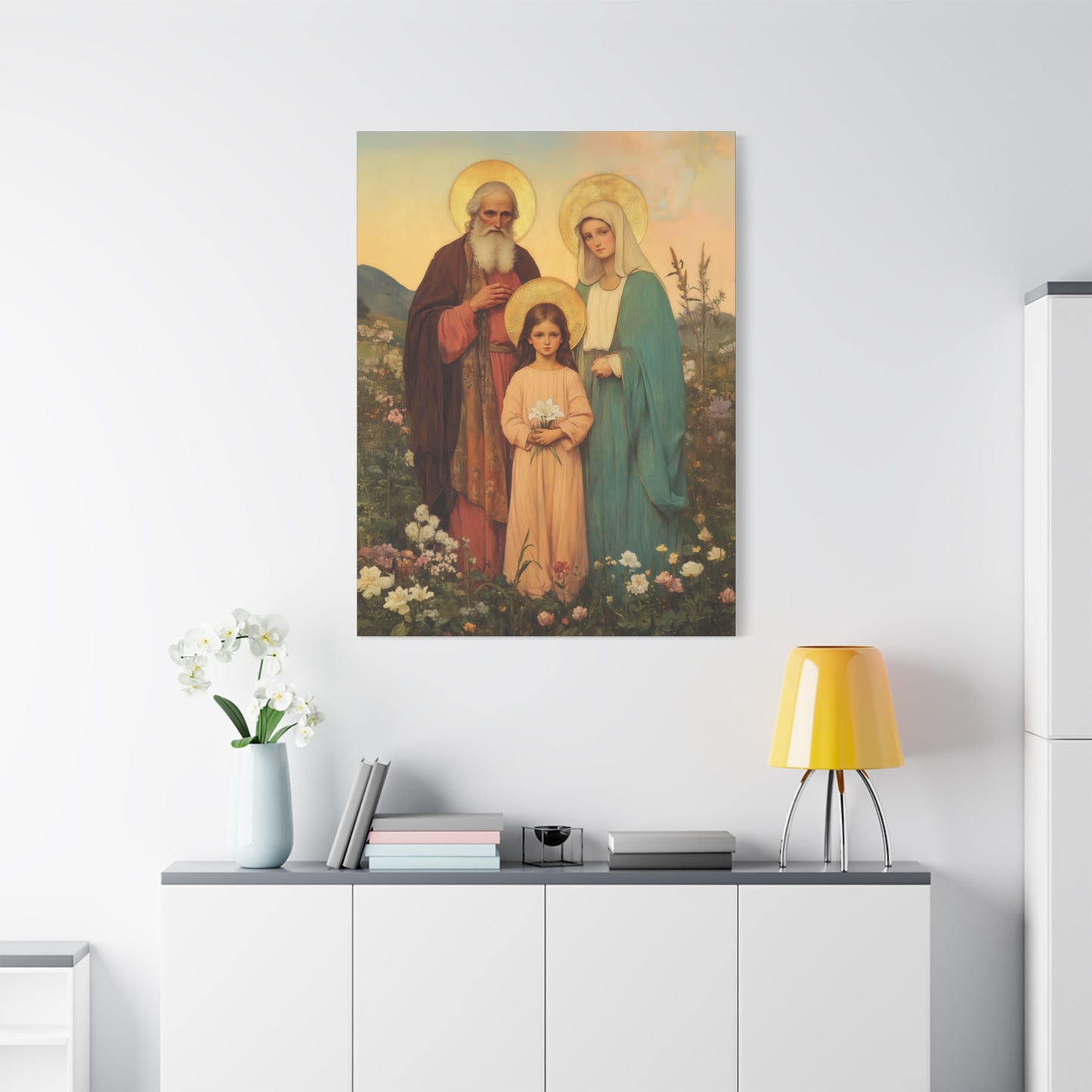 Saints Joachim and Anne with Young Mary - Gallery Wrapped Canvas - Print - Religious Art for your Home - Catholic Art