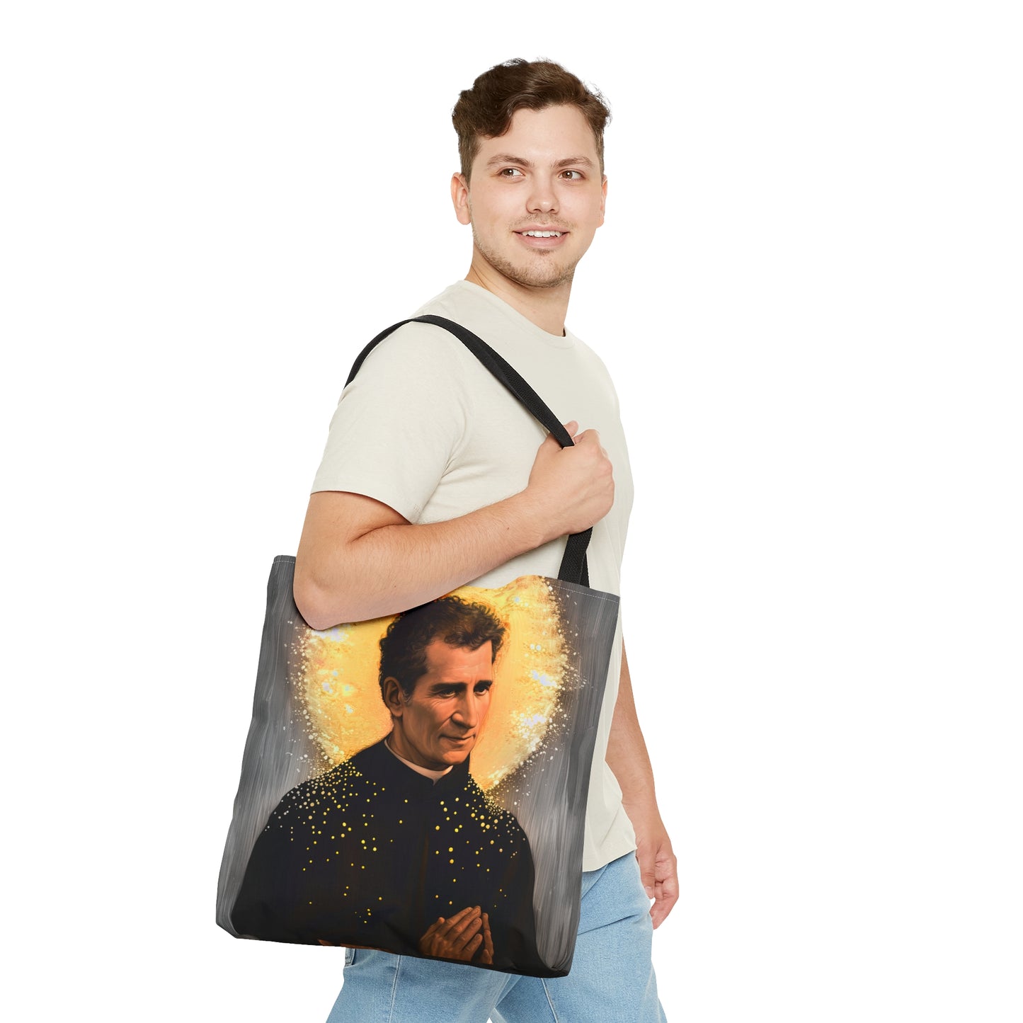 Saint John Bosco Tote Bag - Purse - Three sizes - Large Medium Small Faith Art Bag - Catholic faith carry-all purse - Double Sided