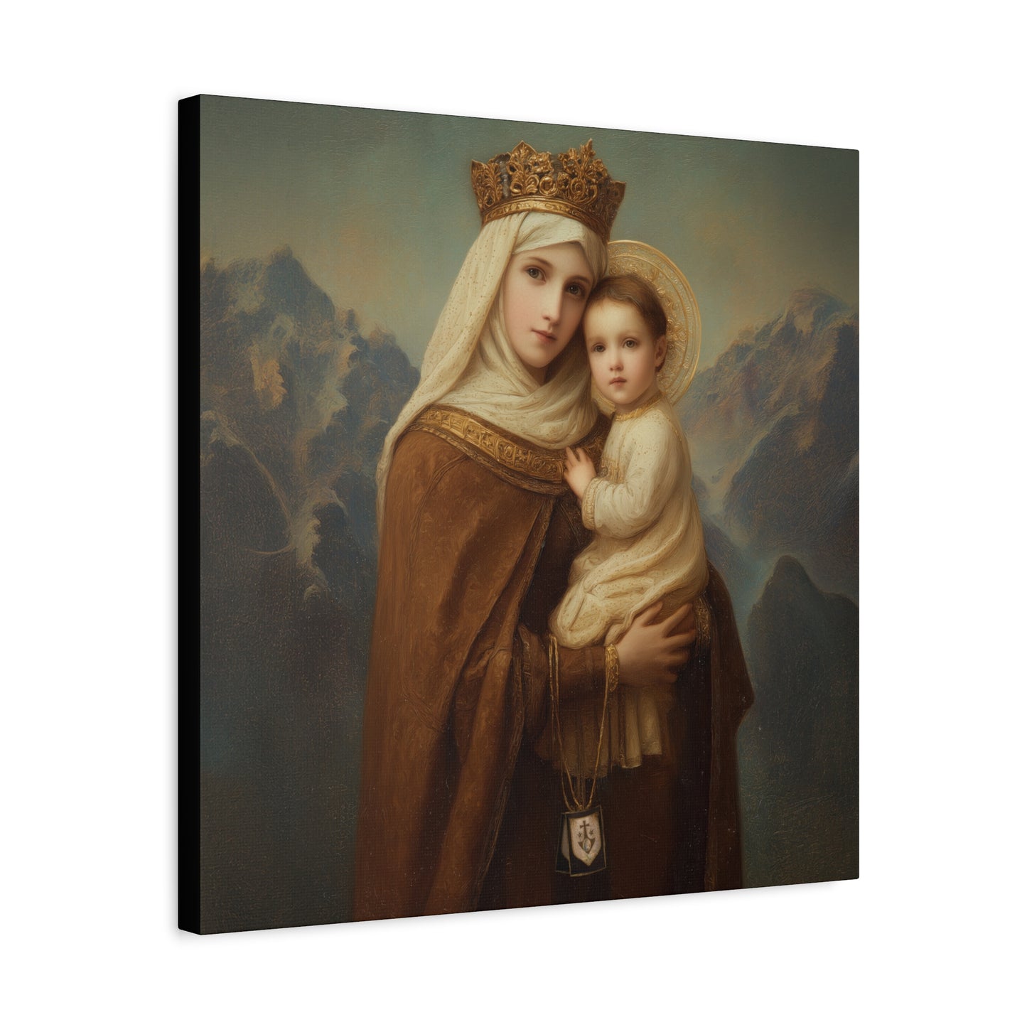 A Cord Between Heaven and Earth - Our Lady of Mount Carmel Wrapped Canvas Print - Multiple Sizes - Catholic Home art Matte Canvas, Stretched