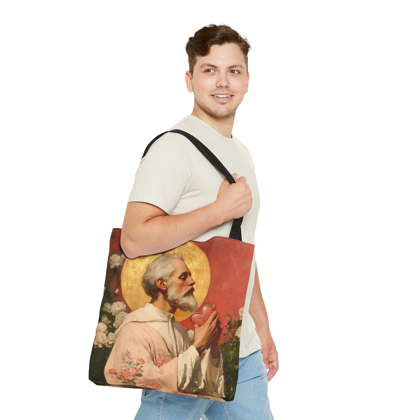 Saint Valentine - Tote Bag - Large Medium Small Faith Art Bag - Bible Study Faith Purse - Double Sided Prayer Tote