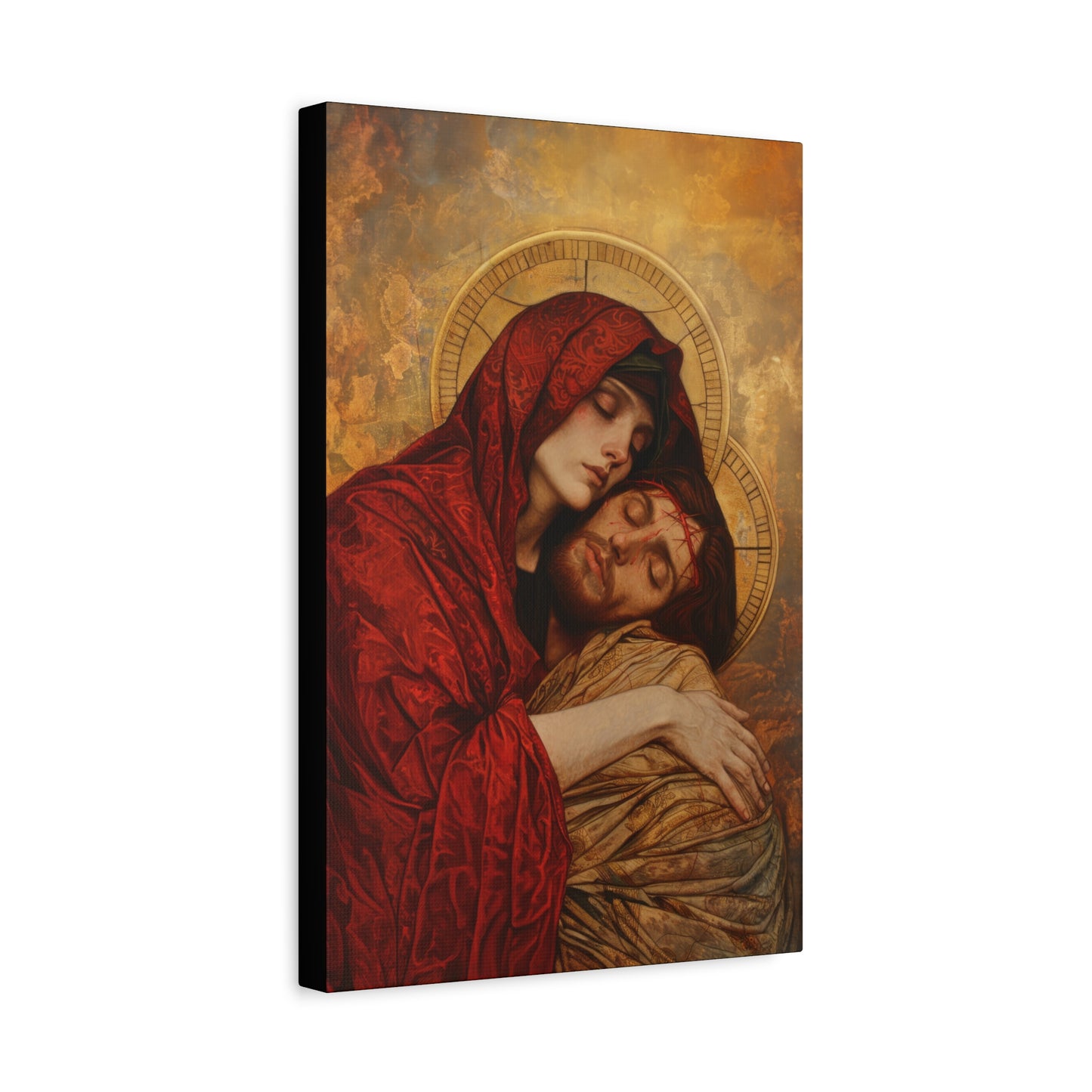 Eternal Sorrow - Mary's Mourning Beneath the Cross - Museum Wrapped Canvas - Print - Religious Art for your Home - Christian print