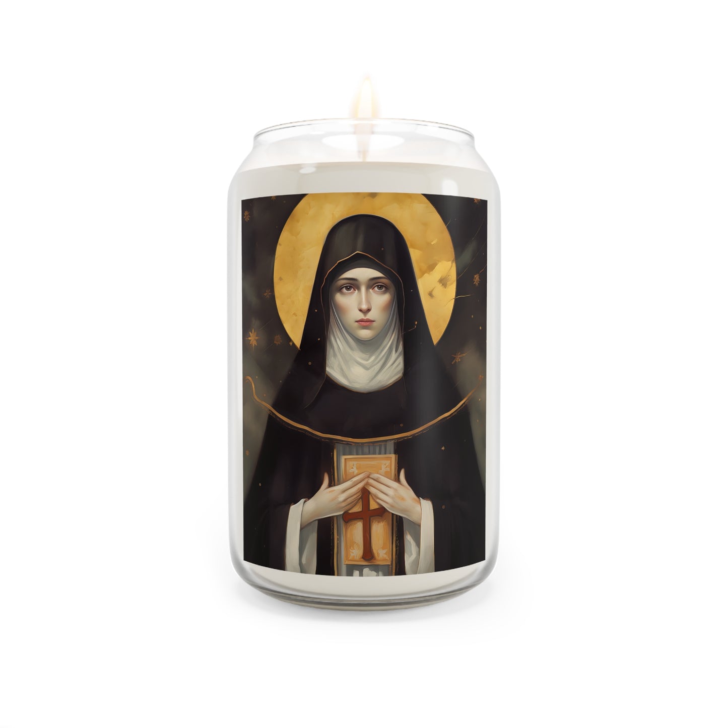 Saint Scholastica - Scented Prayer Candle, 13.75oz - Tall Size - Religious Prayer Candle - Catholic Art