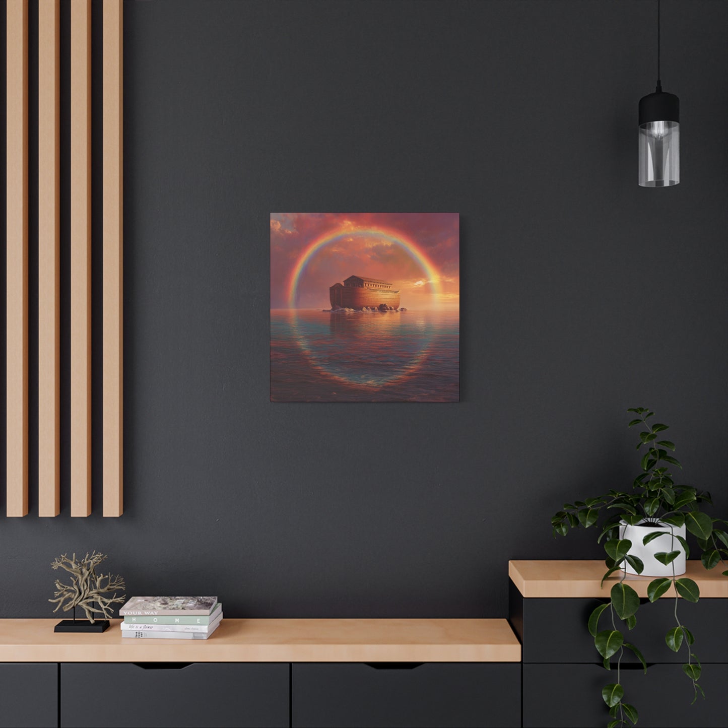 Sheltered Beneath the Covenant Sky - Noah's Ark - Gallery Wrapped Canvas - Print - Religious Art for your Home - Catholic
