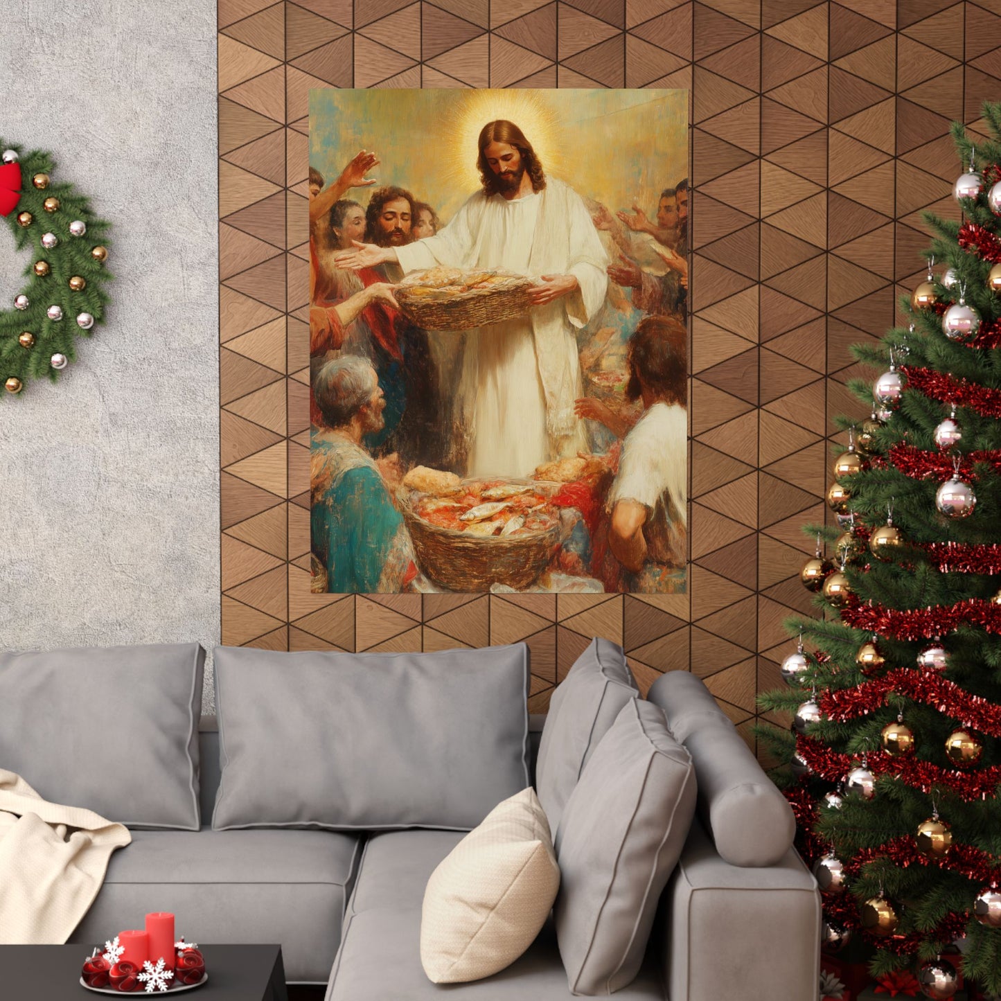 The Quiet Multiplication of Love : Loaves and Fishes - Sanctified Souls Print - Multiple Sizes - Premium Matte Vertical Posters
