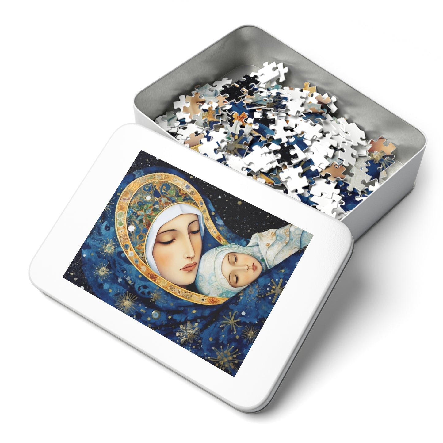 Snowfalls Embrace - Our Lady of the Snows - Puzzle and Keepsake Tin - Jigsaw Puzzle (30, 110, 252, 500,1000-Piece) - Religious Puzzle