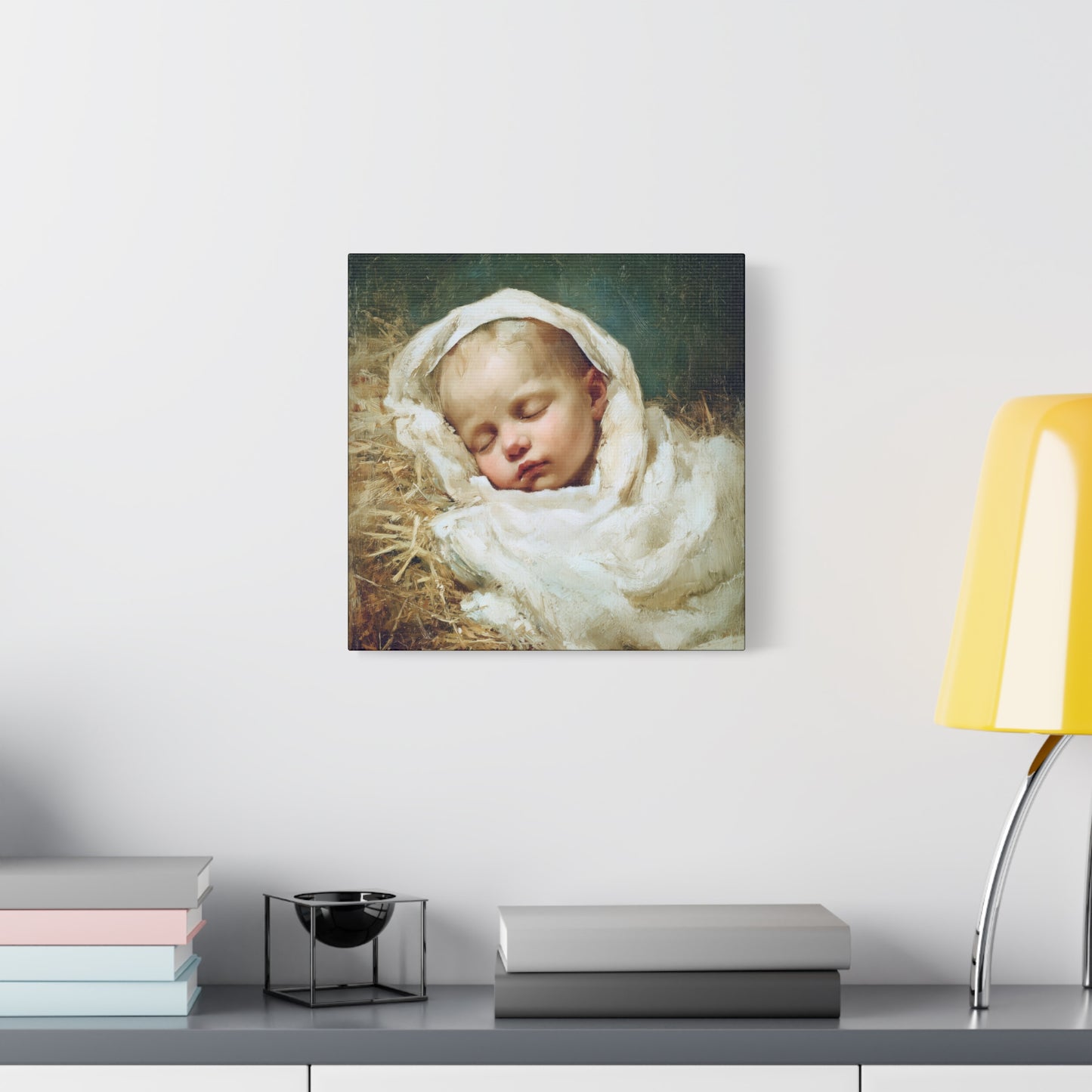 The Christ Child Resting in the Silence of the Manger - Gallery Wrapped Canvas - Print - Religious Art for your Home - Catholic Art Print