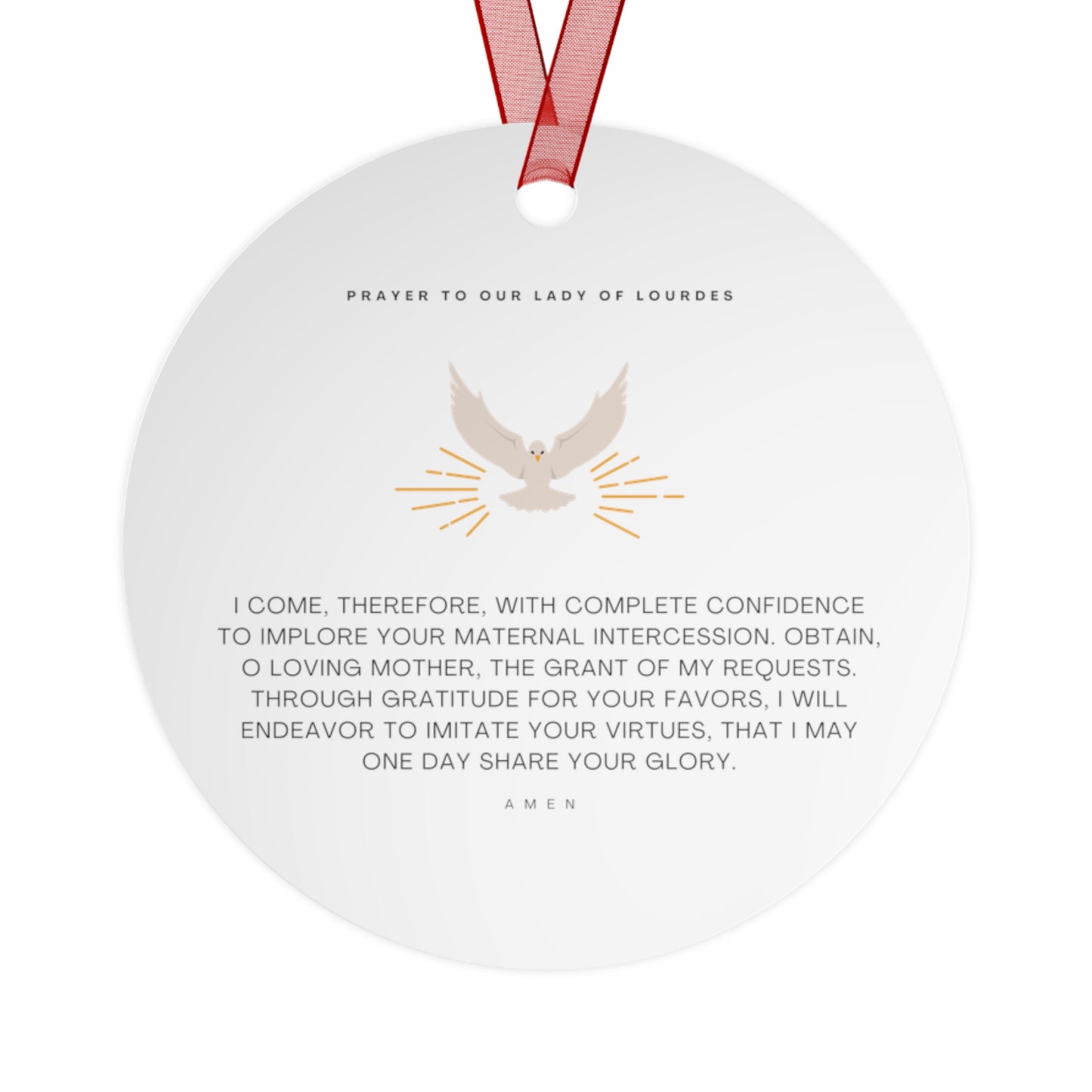 Our Lady of Lourdes Metal Ornament - Religious Holiday Christmas Ornament and Keepsake - Double sided