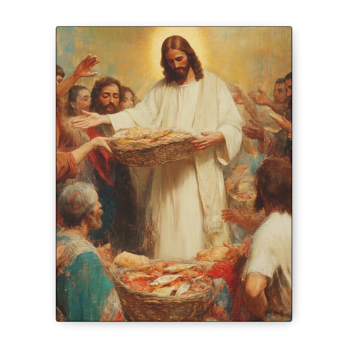 The Quiet Multiplication of Love : Loaves and Fishes - Gallery Wrapped Canvas - Print - Religious Art for your Home - Catholic Art