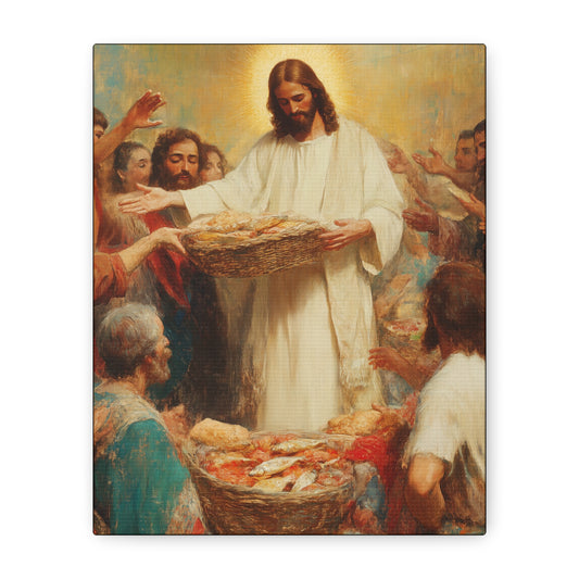 The Quiet Multiplication of Love - Loaves & Fishes Canvas Print